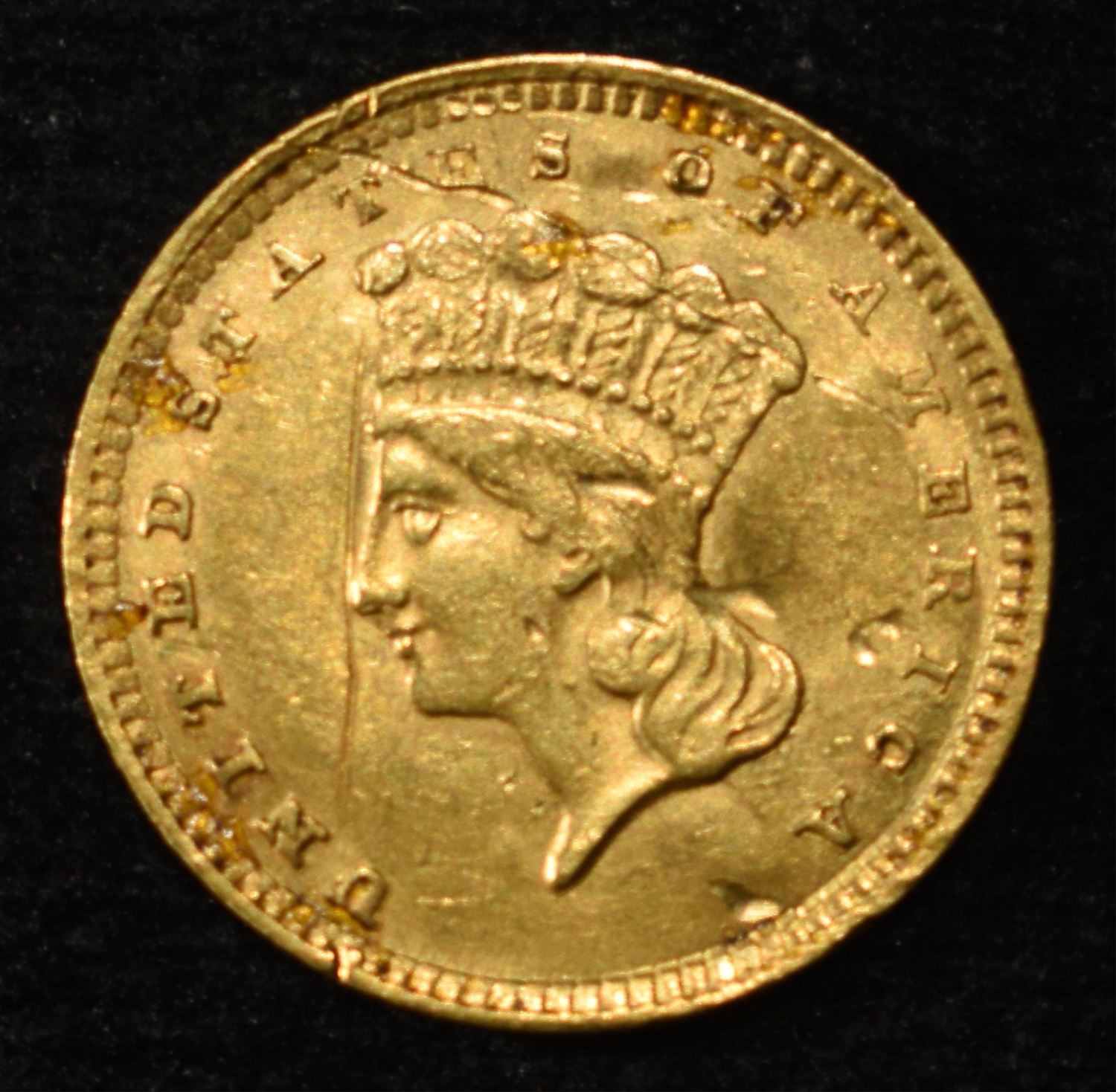 1857 T-3 $1 GOLD AU DAMAGED