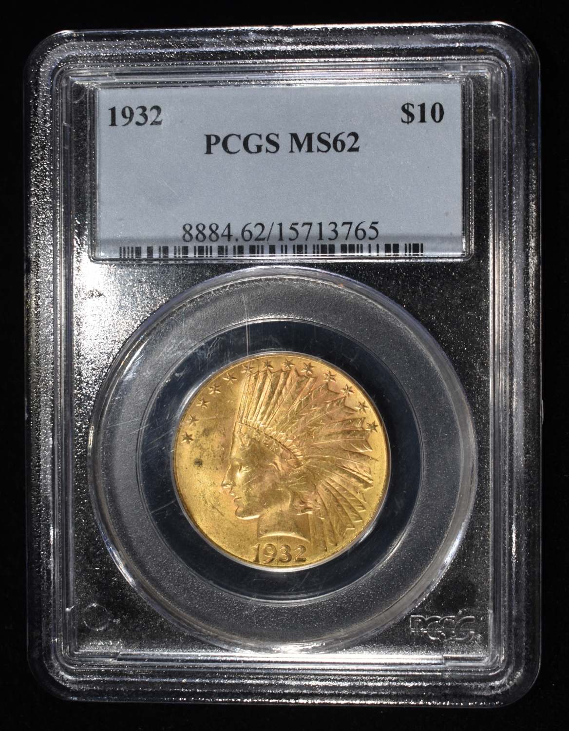 1932 $10 GOLD INDIAN PCGS MS-62