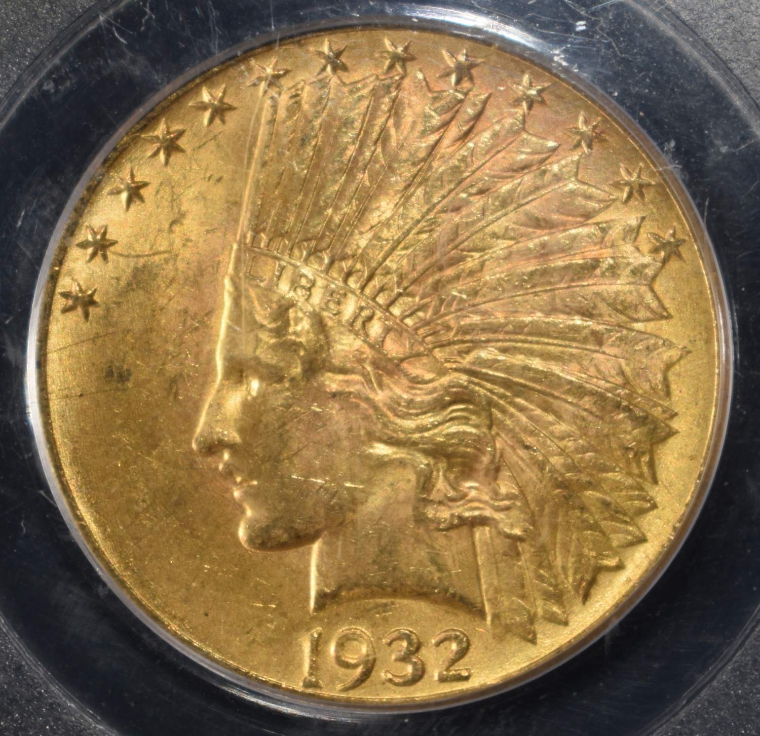 1932 $10 GOLD INDIAN PCGS MS-62