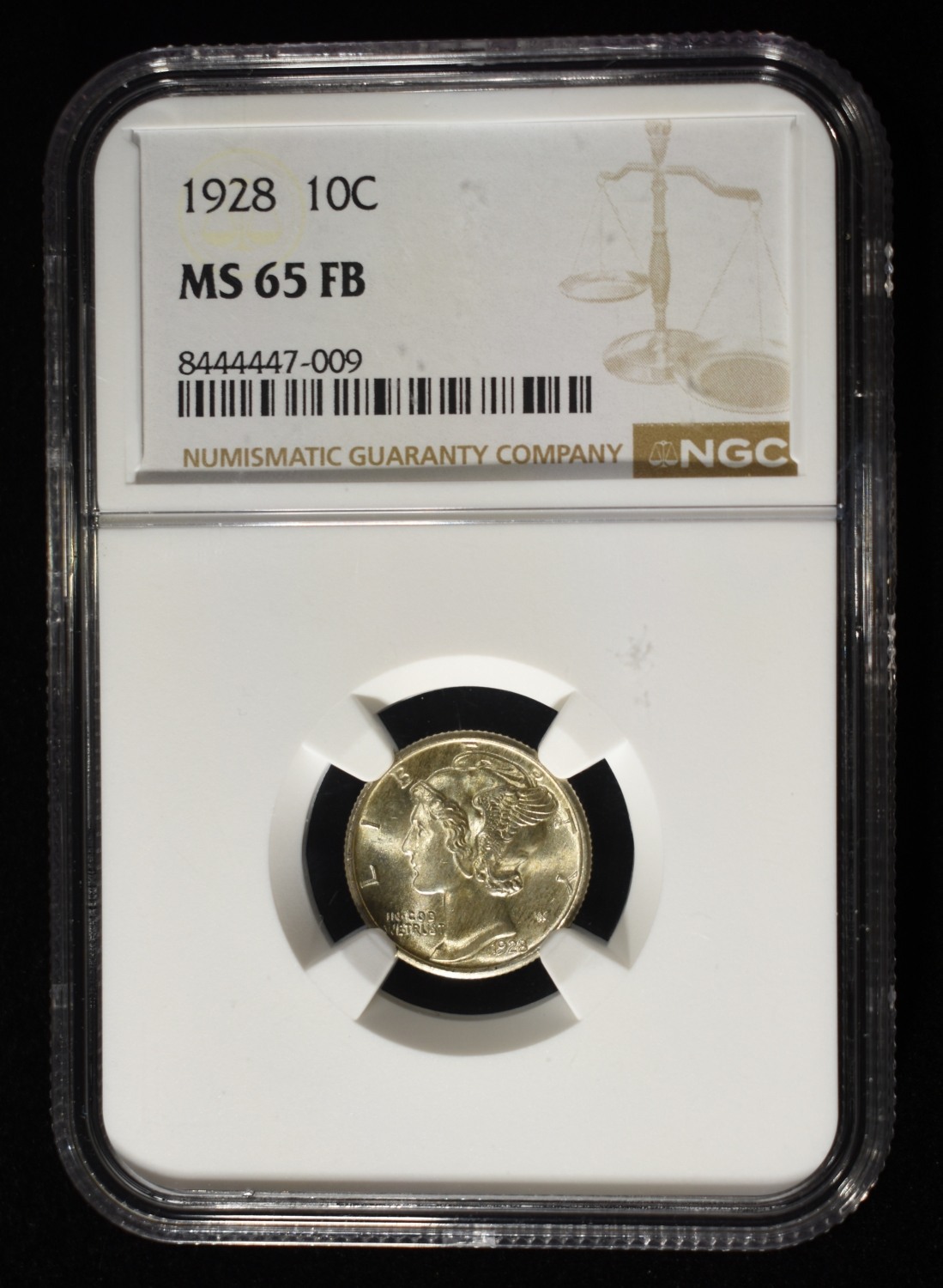 1928 MERCURY DIME NGC MS-65 FB