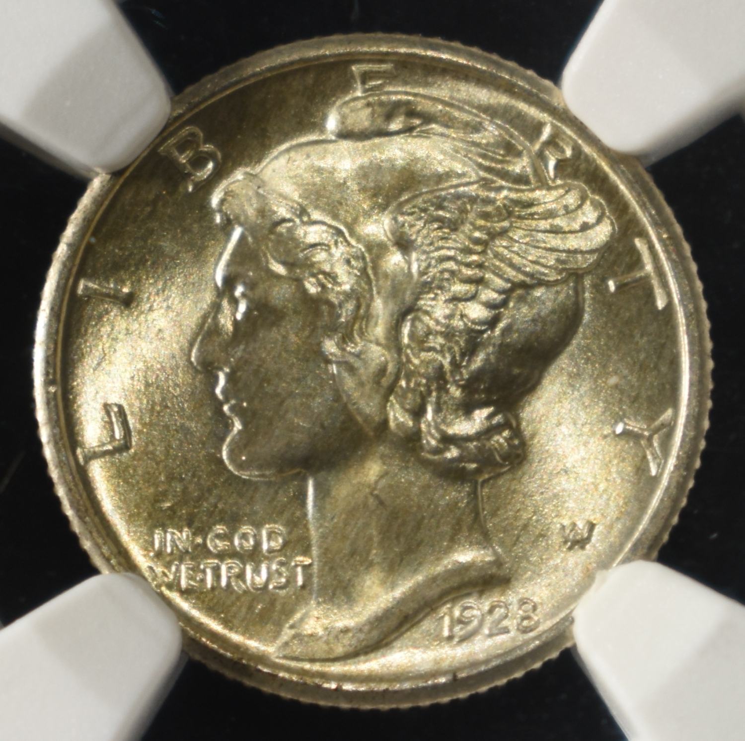 1928 MERCURY DIME NGC MS-65 FB