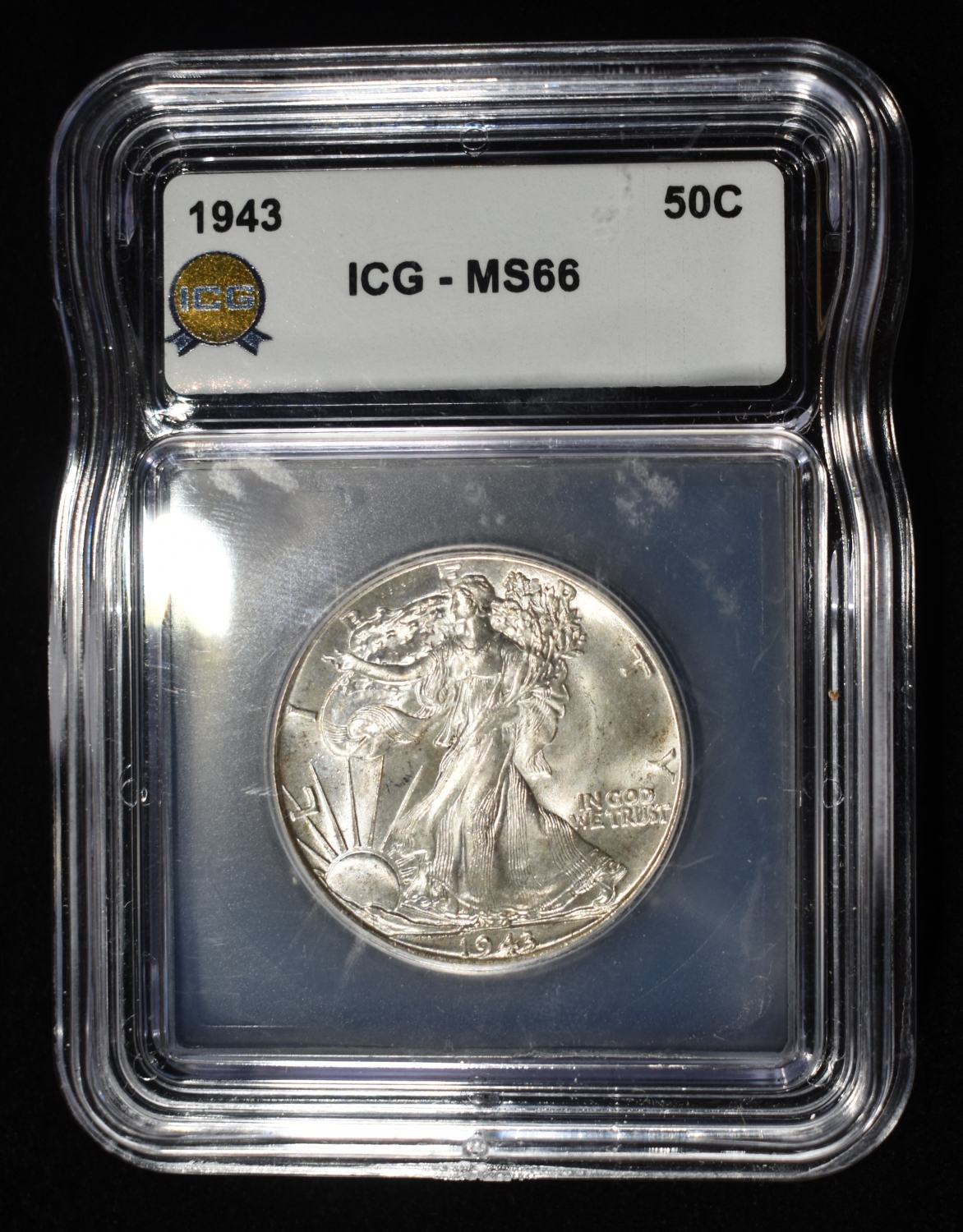 1943 WALKING LIBERTY HALF DOLLAR ICG MS-66