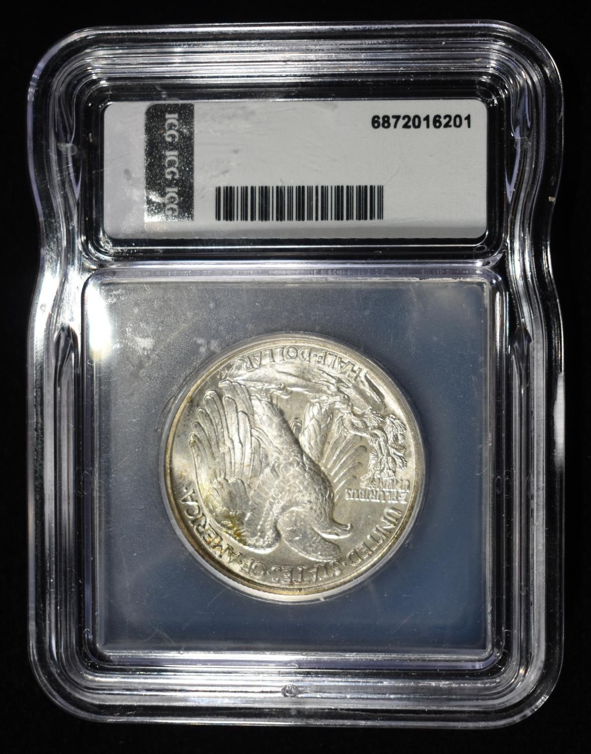 1943 WALKING LIBERTY HALF DOLLAR ICG MS-66