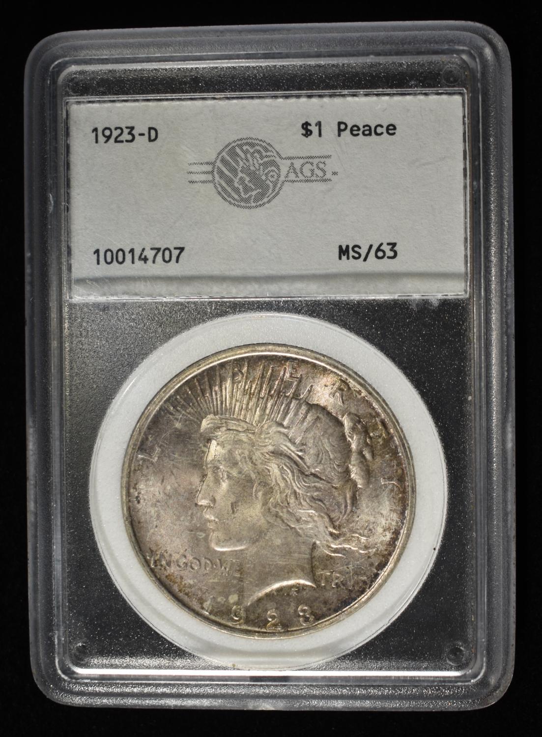 1923-D PEACE DOLLAR AGS CH BU