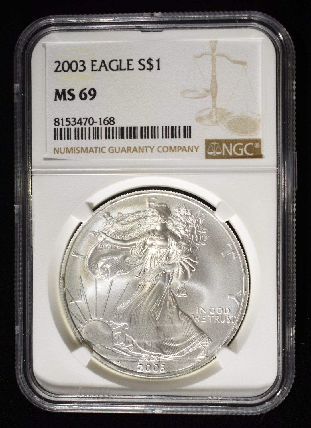 2003 AMERICAN SILVER EAGLE NGC MS69