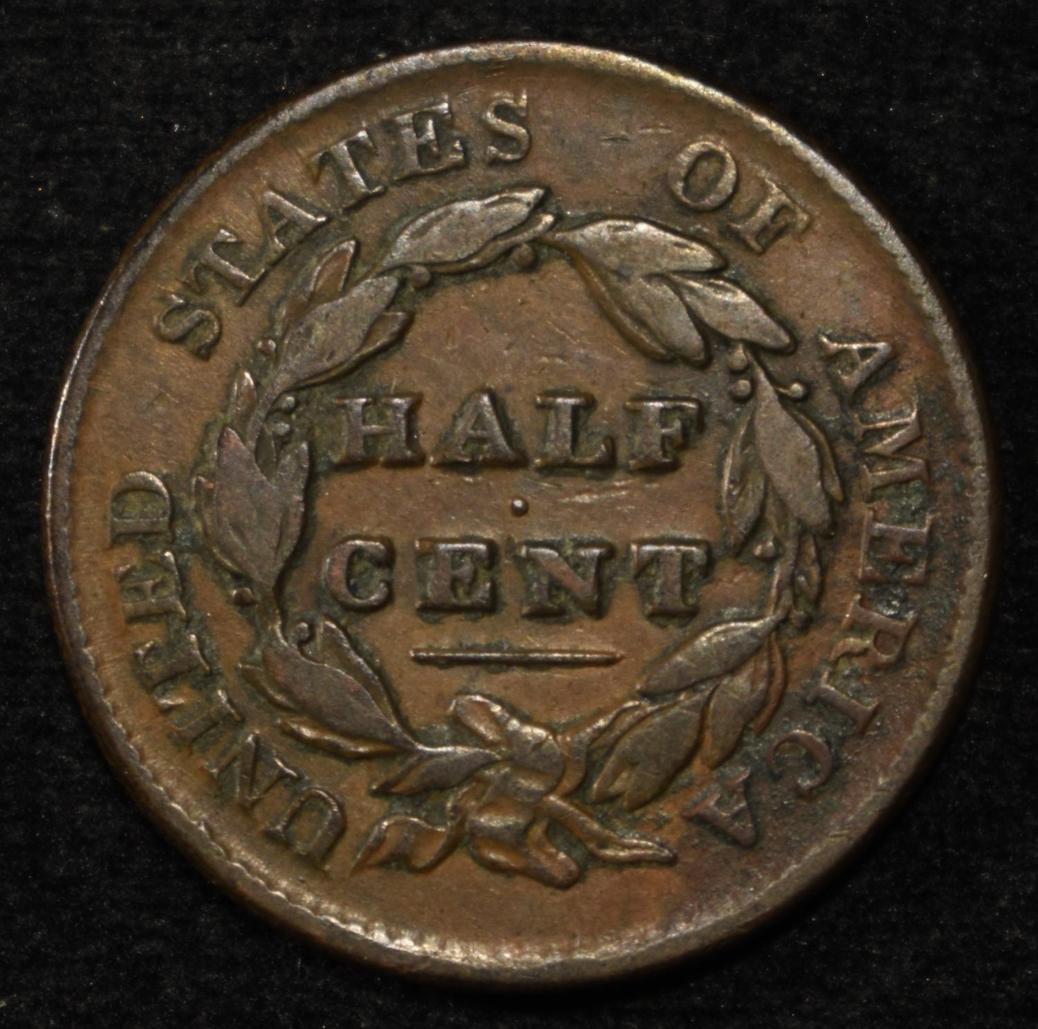 1829 HALF CENT VF