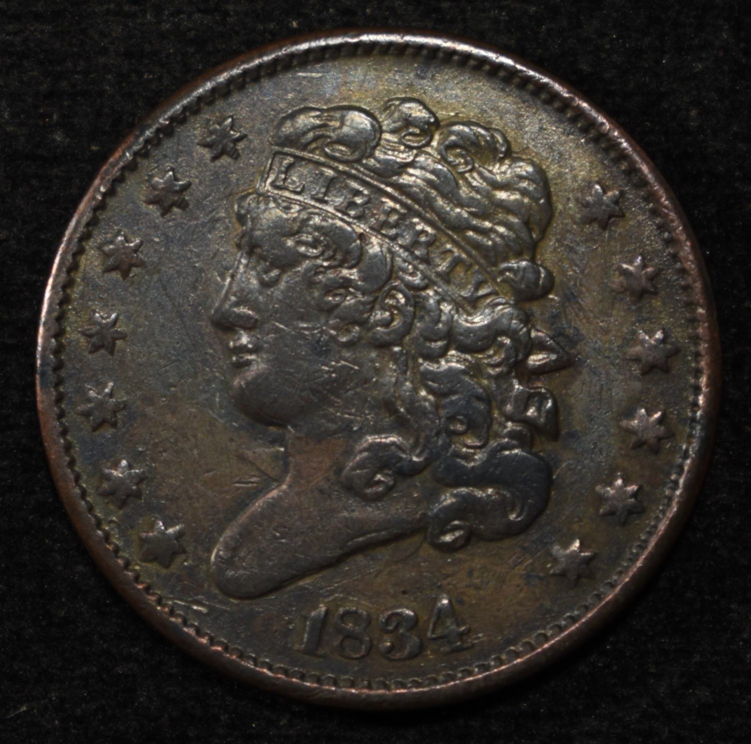 1834 HALF CENT AU
