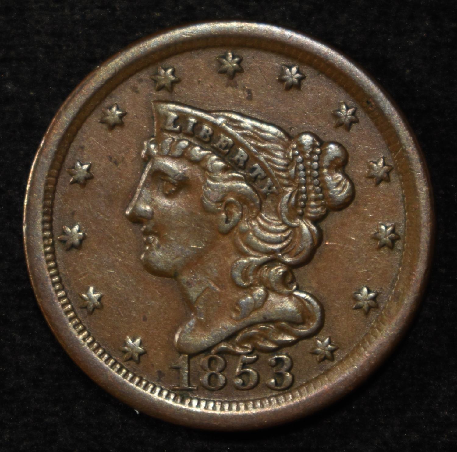 1853 HALF CENT CH AU