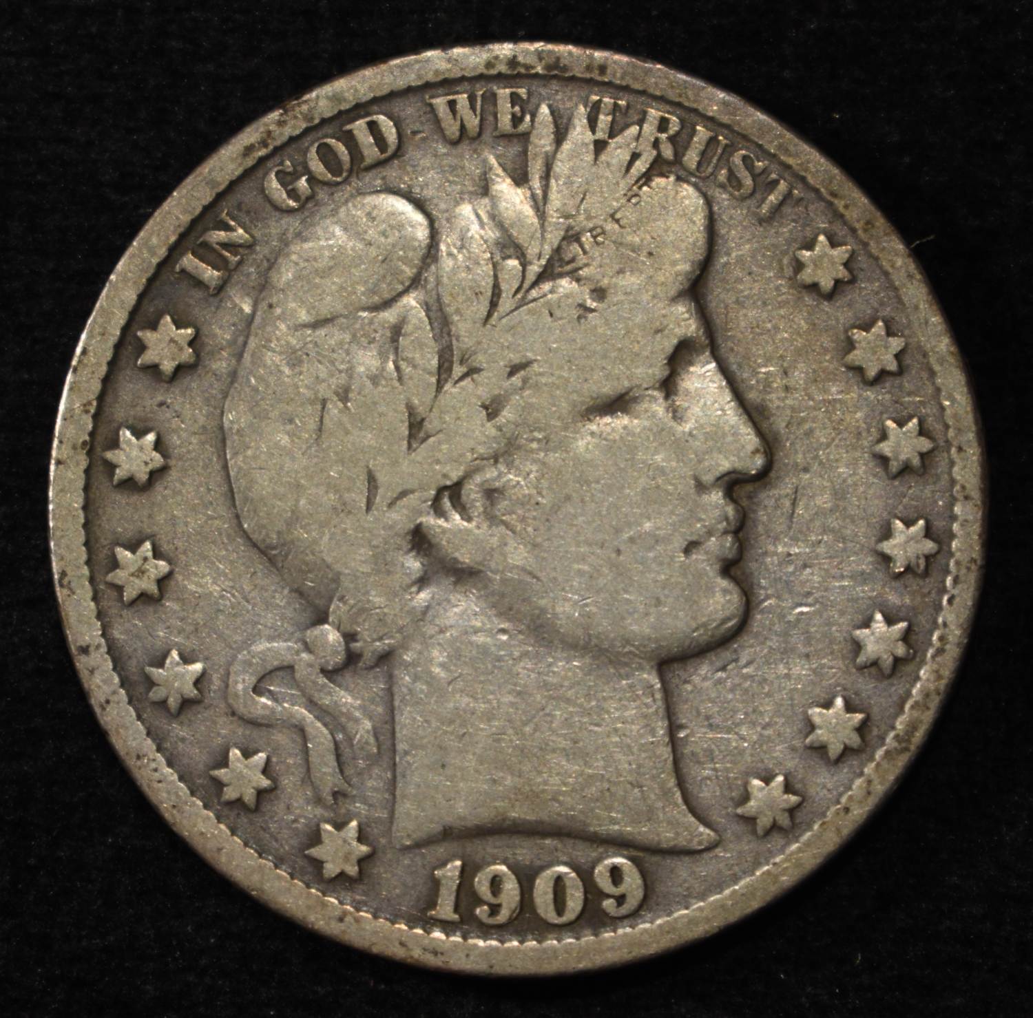 1909-S BARBER HALF DOLLAR FINE