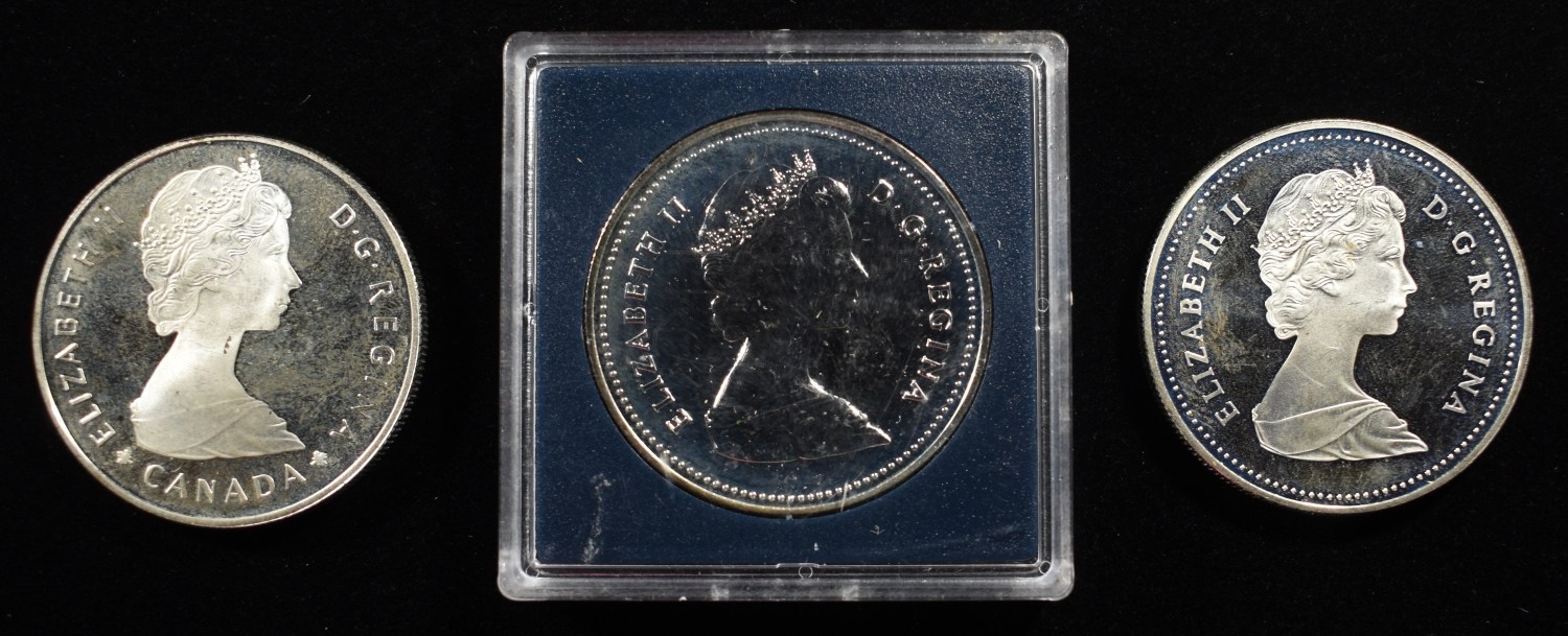 (3) $1 CANADIAN 50% SILVER