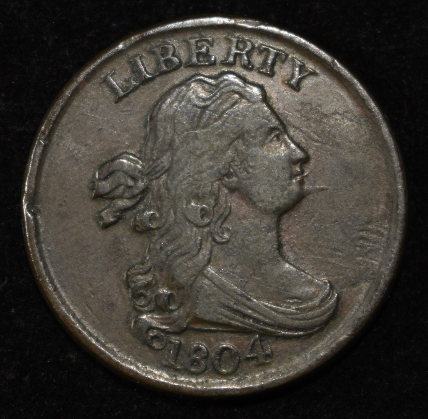 1804 DRAPED BUST HALF CENT XF