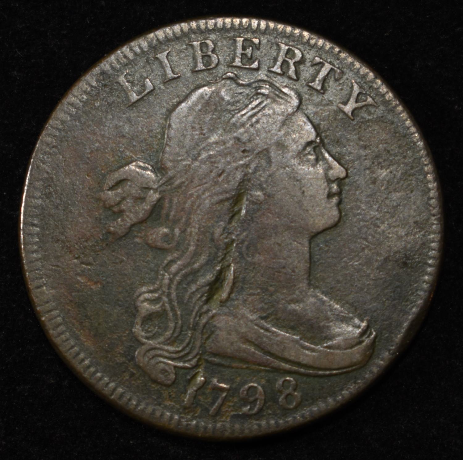 1798 DRAPED BUST LARGE CENT AU