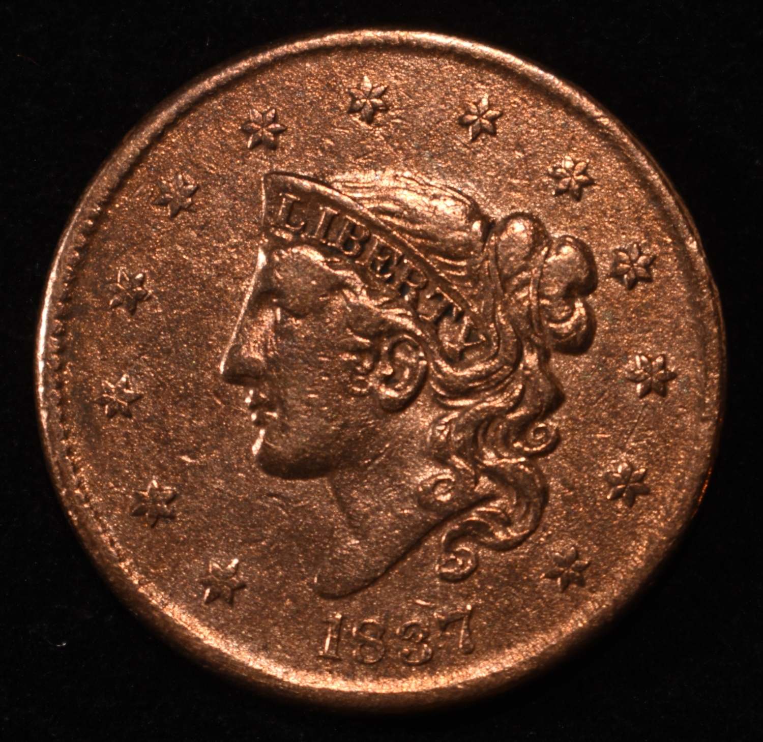 1837 CORONET HEAD LARGE CENT RD AU