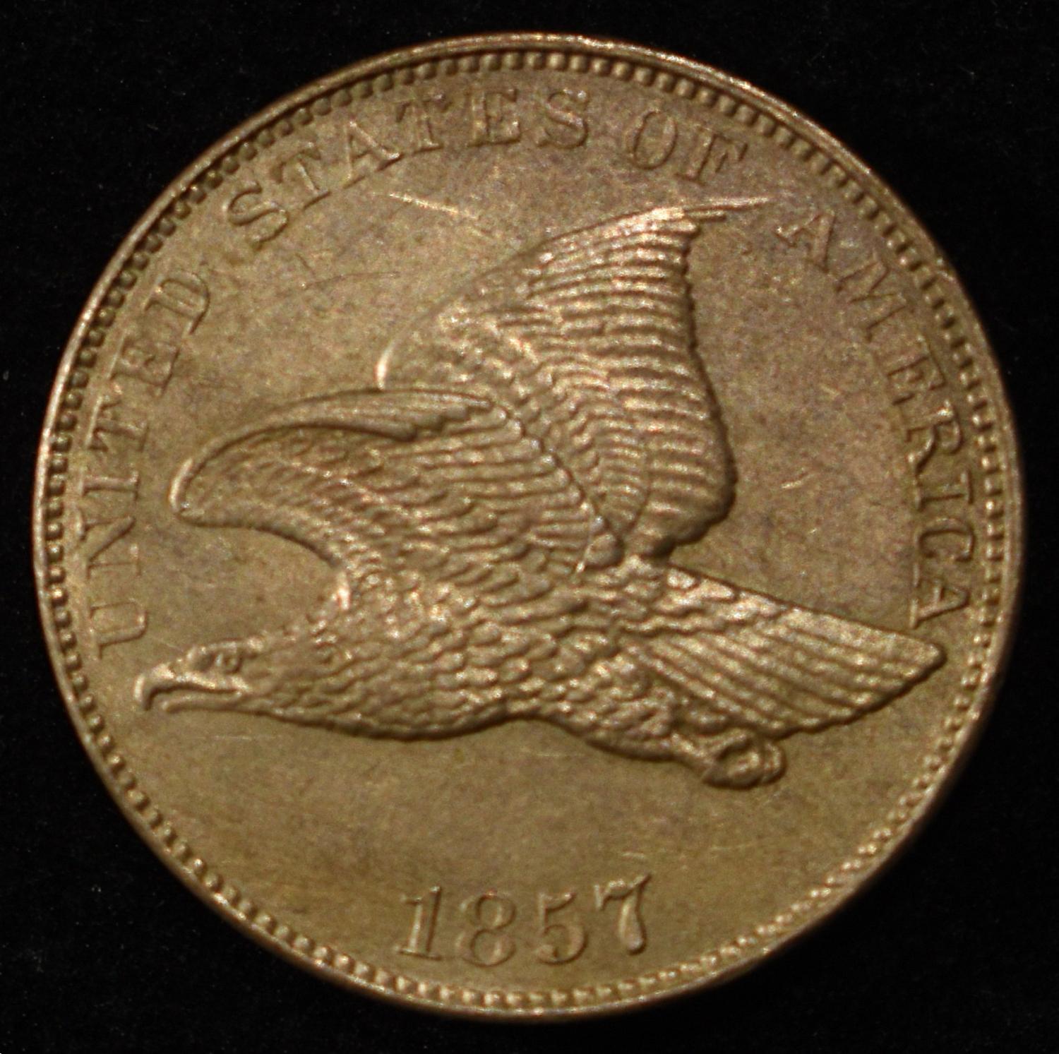 1857 FLYING EAGLE CENT CH BU