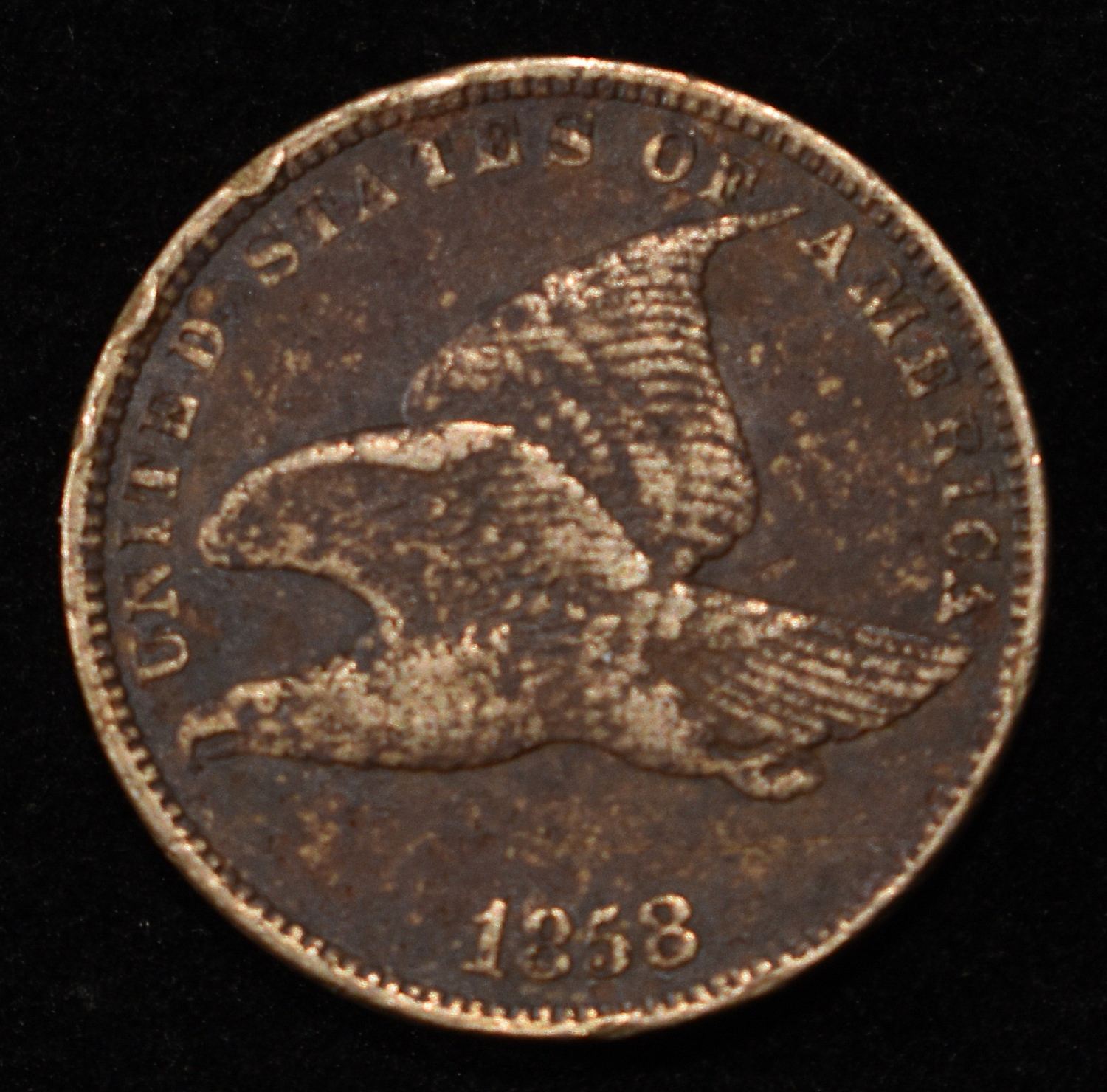 1858 FLYING EAGLE CENT AU/BU
