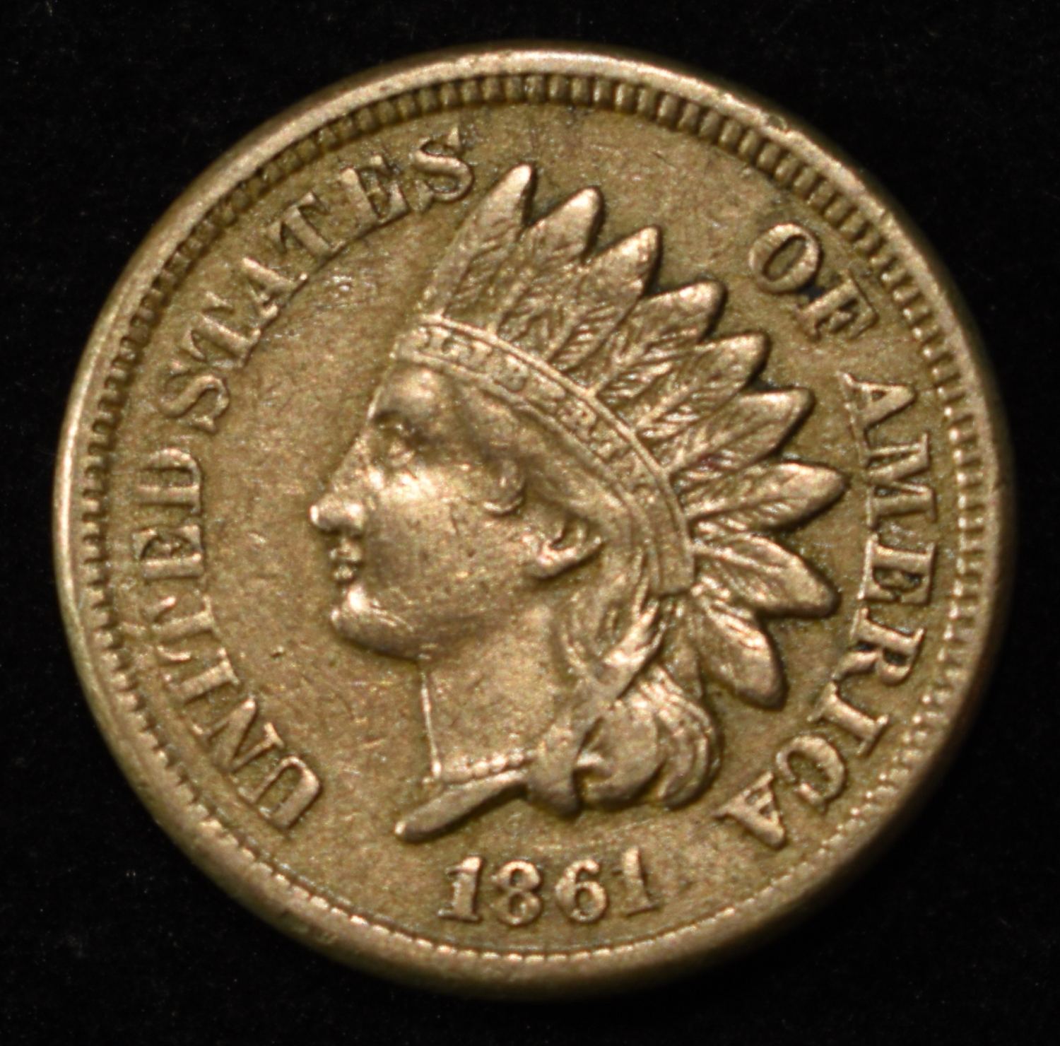 1861 INDIAN HEAD CENT AU/BU