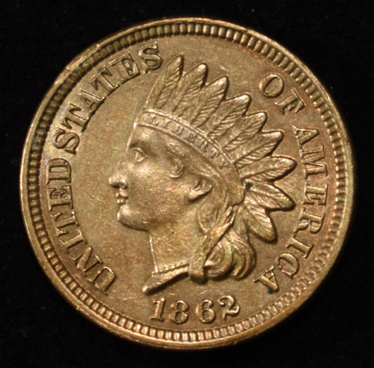 1862 INDIAN HEAD CENT GEM BU