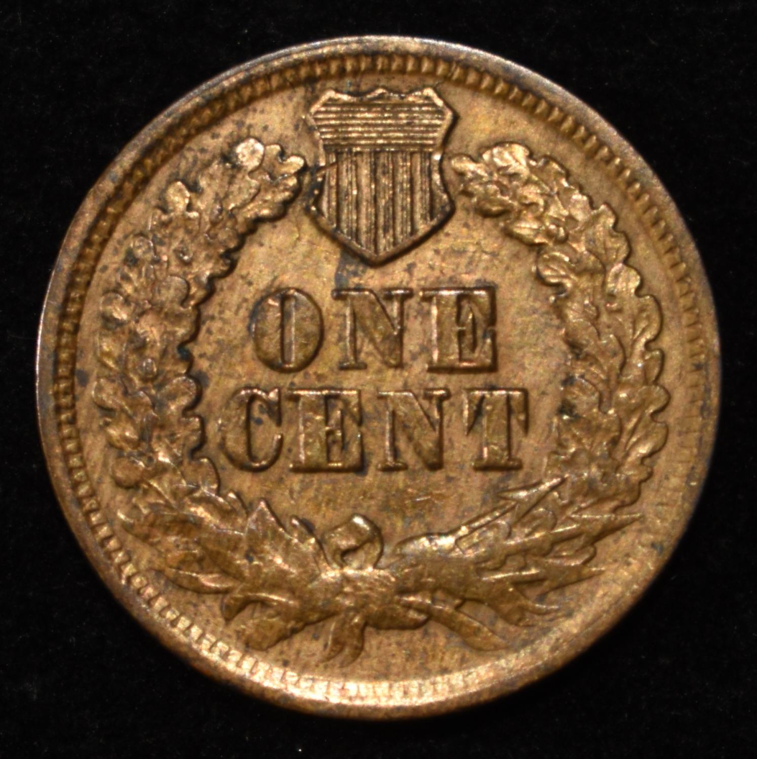 1865 INDIAN HEAD CENT AU/BU RB