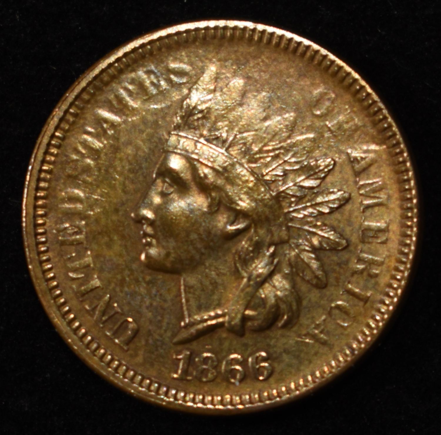 1866 INDIAN HEAD CENT CH BU RB