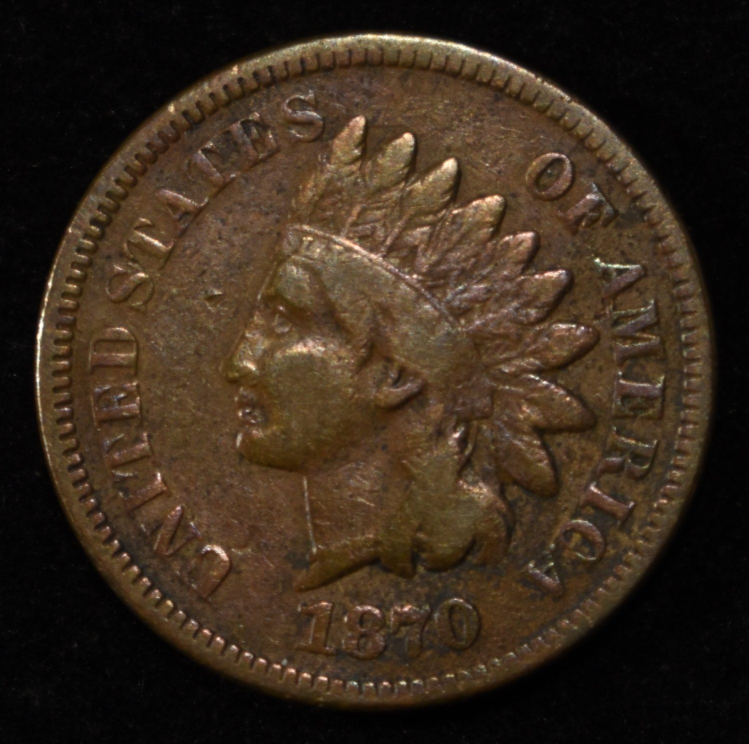 1870 INDIAN HEAD CENT VF