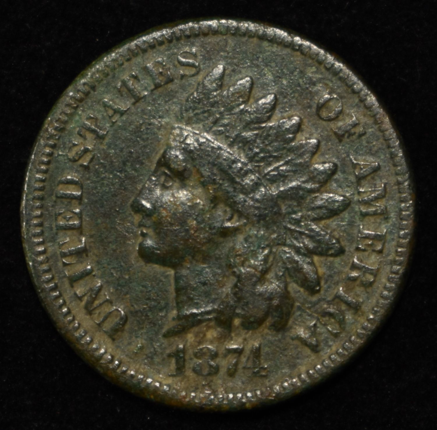 1874 INDIAN HEAD CENT VF