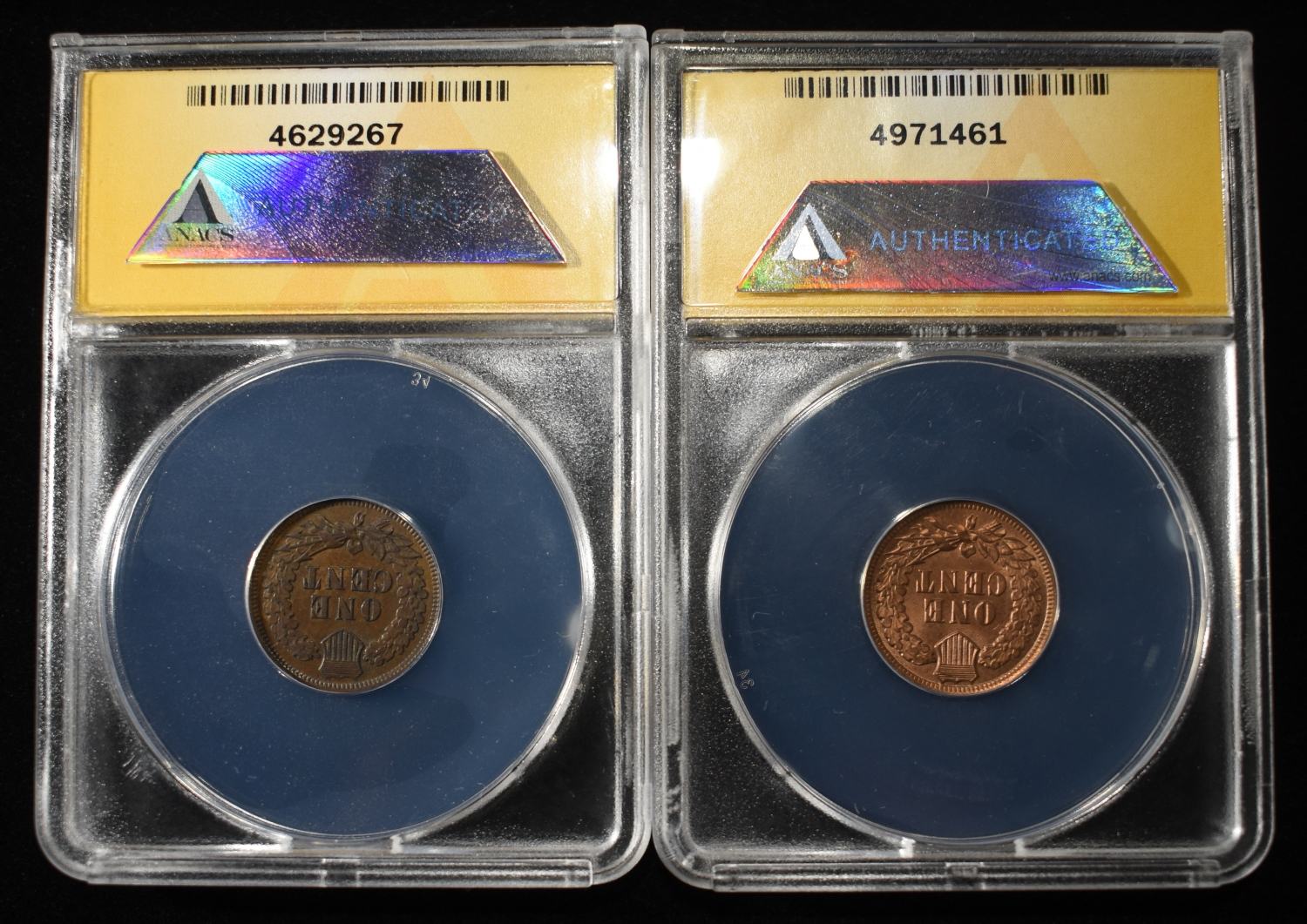 1898 & 1901 INDIAN HEAD CENTS ANACS AU-53-MS60