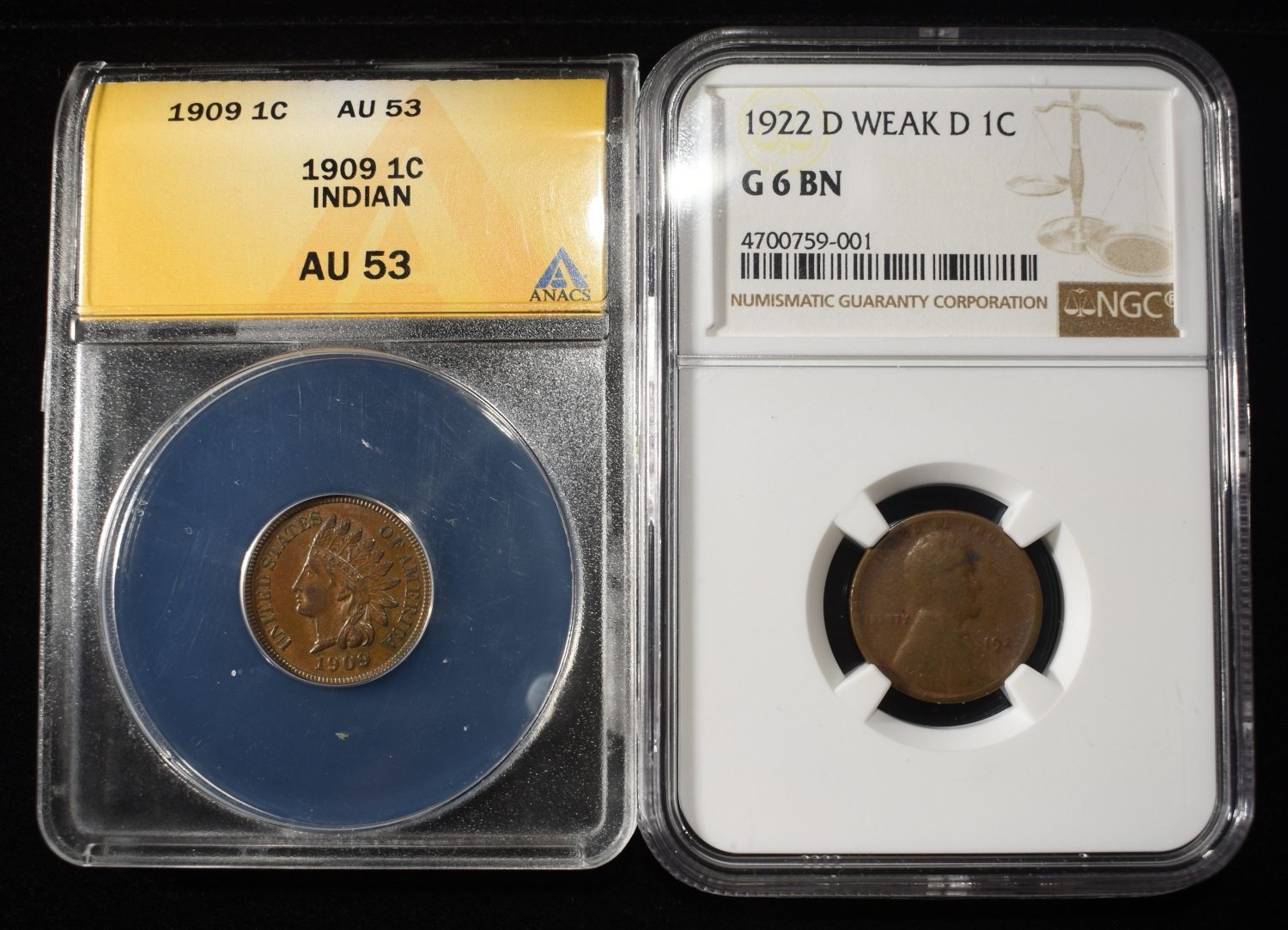 (2) GRADED CENTS