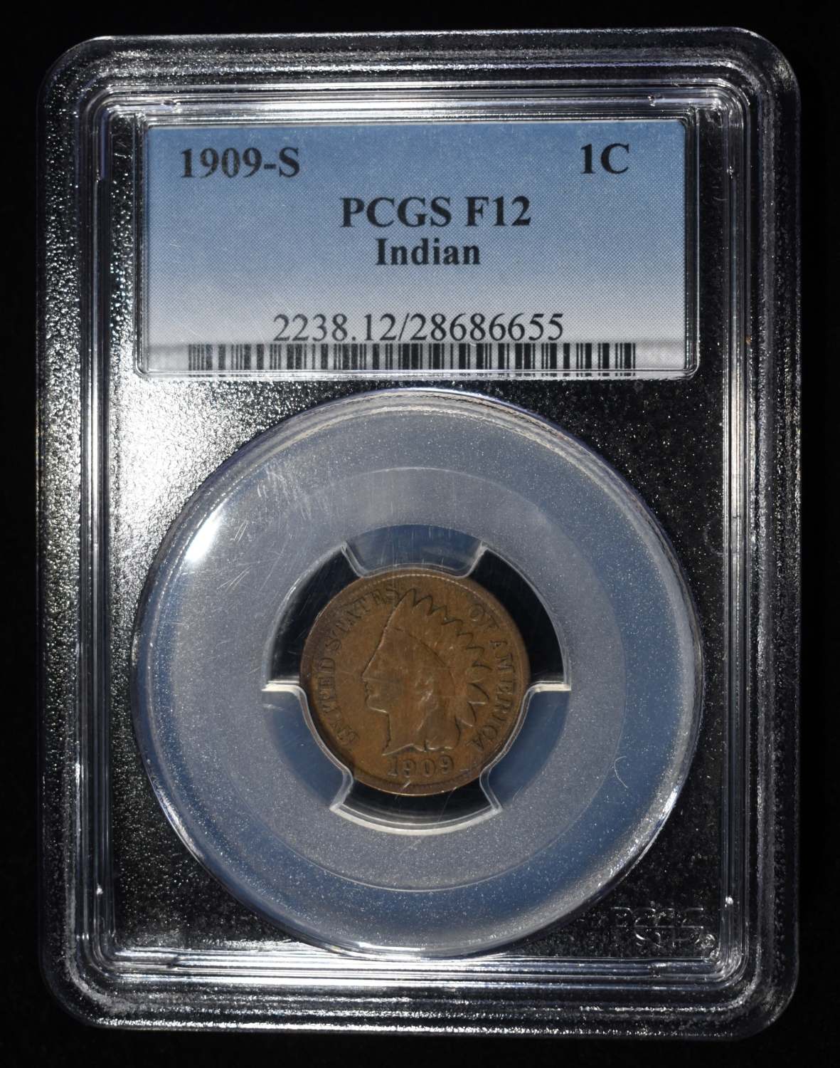 1909-S INDIAN CENT PCGS F12