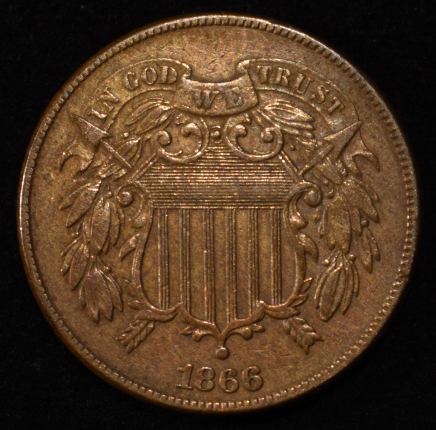 1866 TWO-CENT PIECE AU/BU