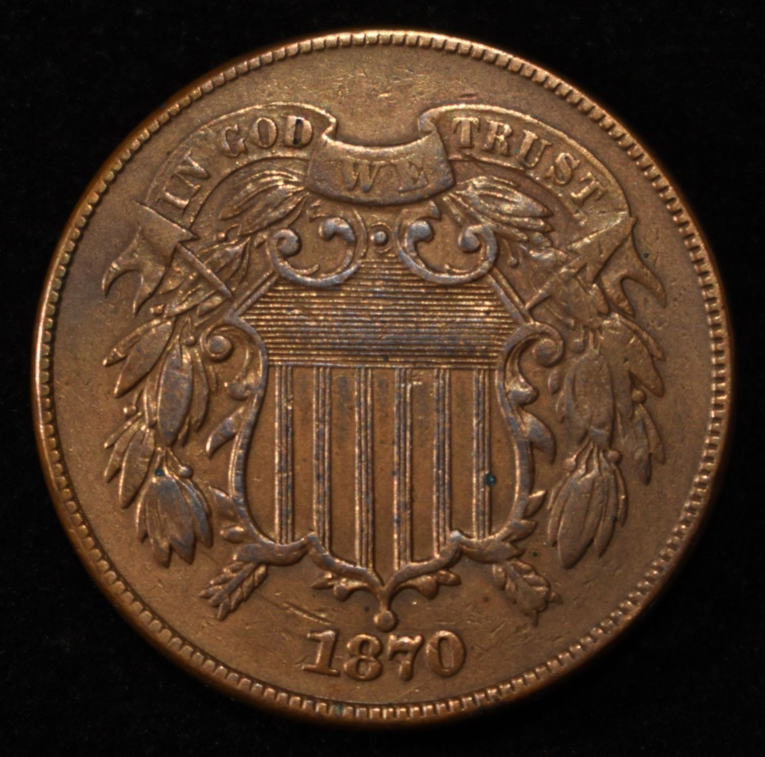 1870 TWO-CENT PIECE AU/BU