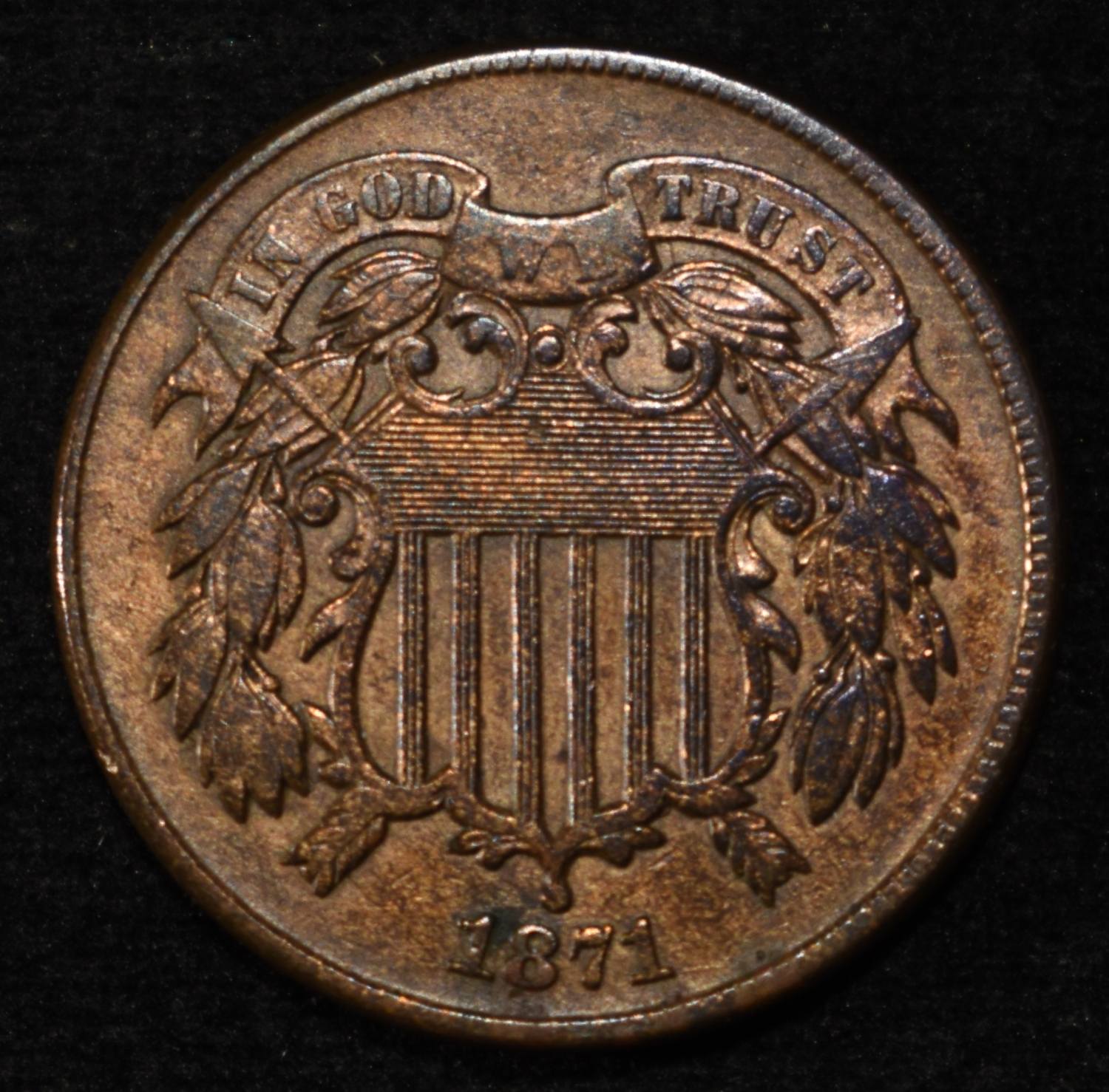 1871 2-CENT PIECE NICE ORIG UNC