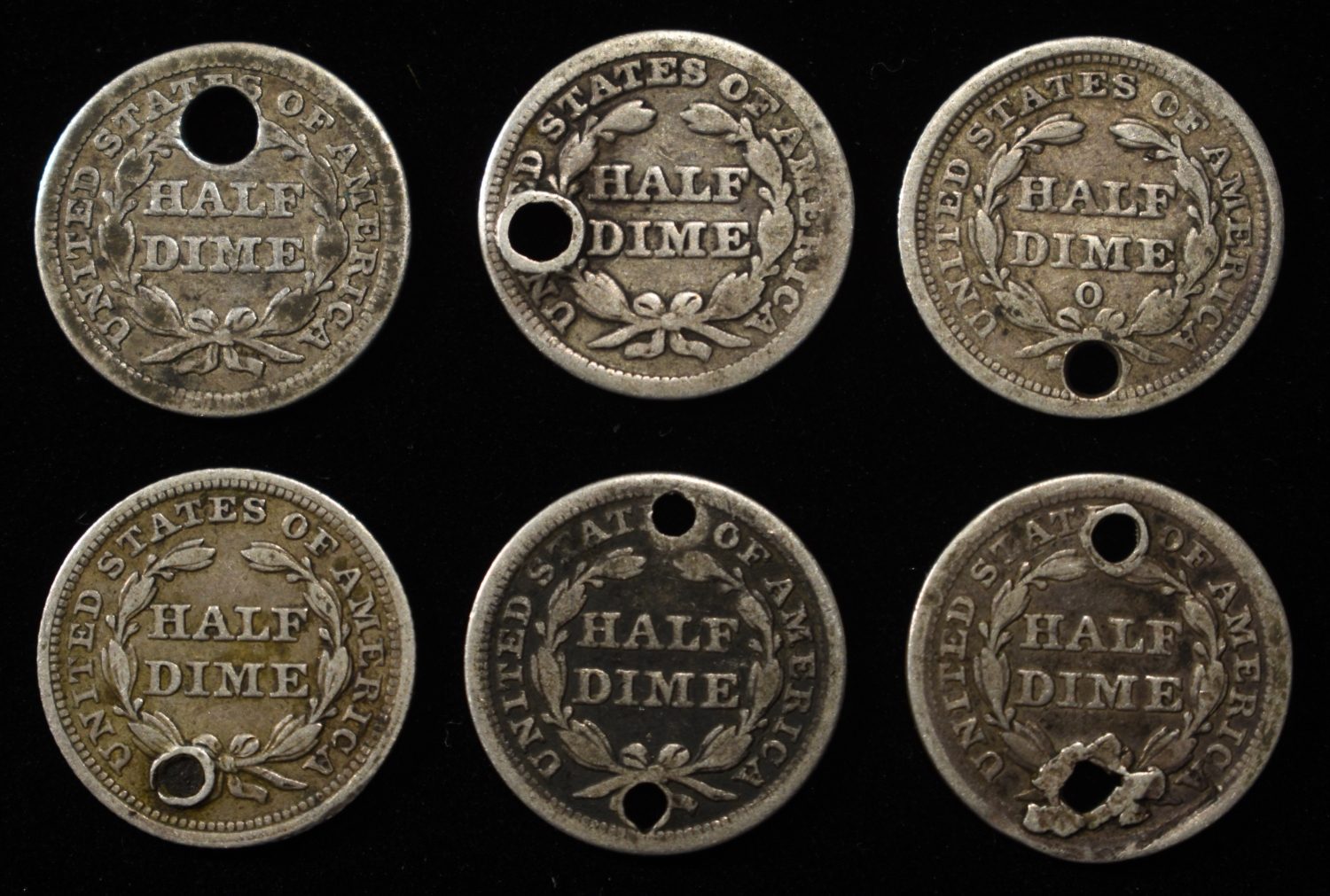 (6) LIBERTY SEATED HALF DIMES DAMAGED