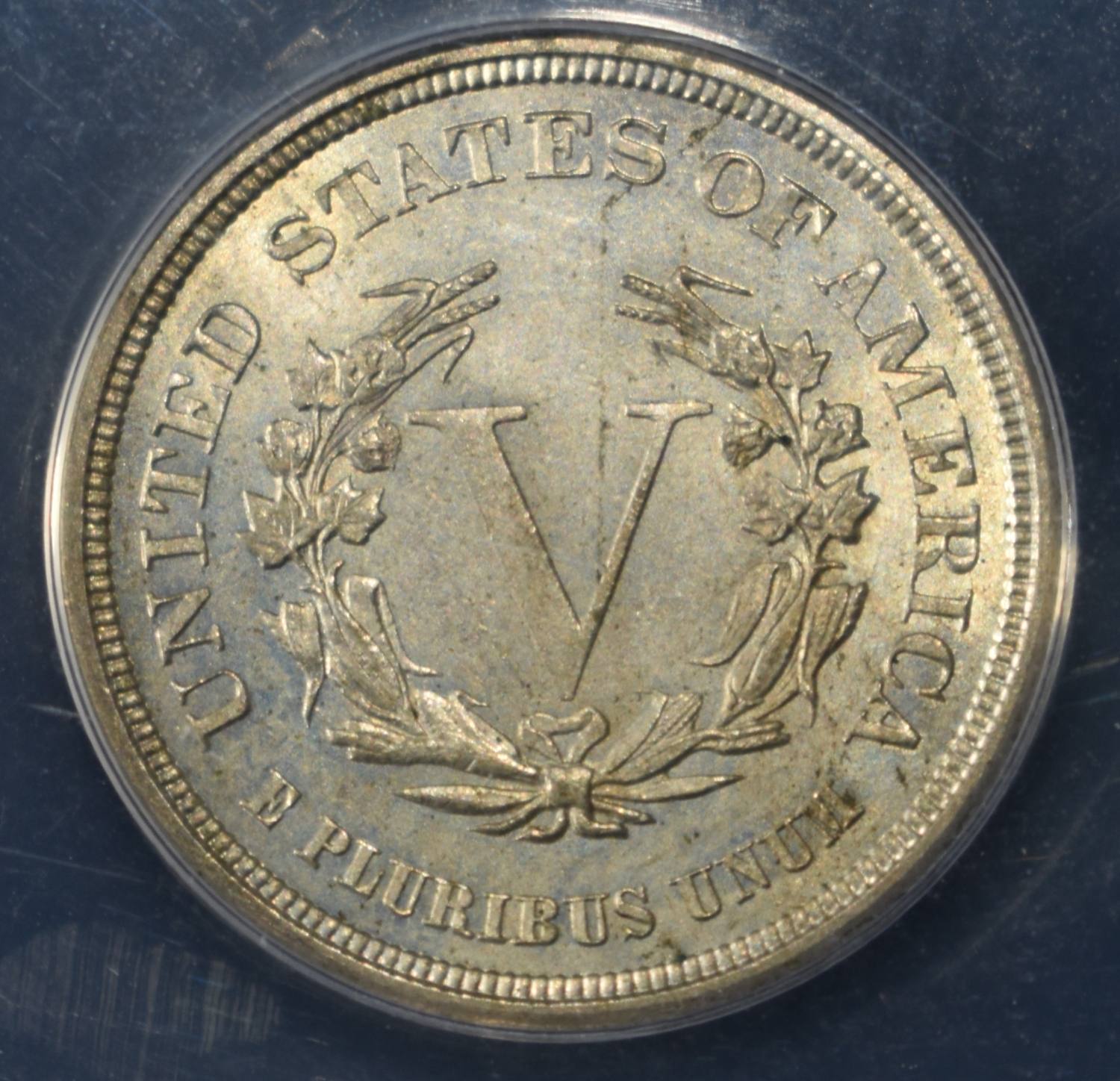 1883 NC 'V' NICKEL ANACS MS63