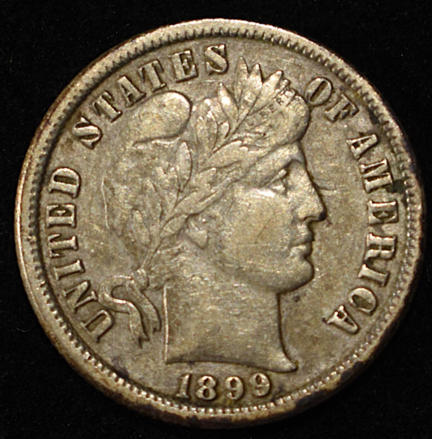 1899-O BARBER DIME LOVELY ORIG AU