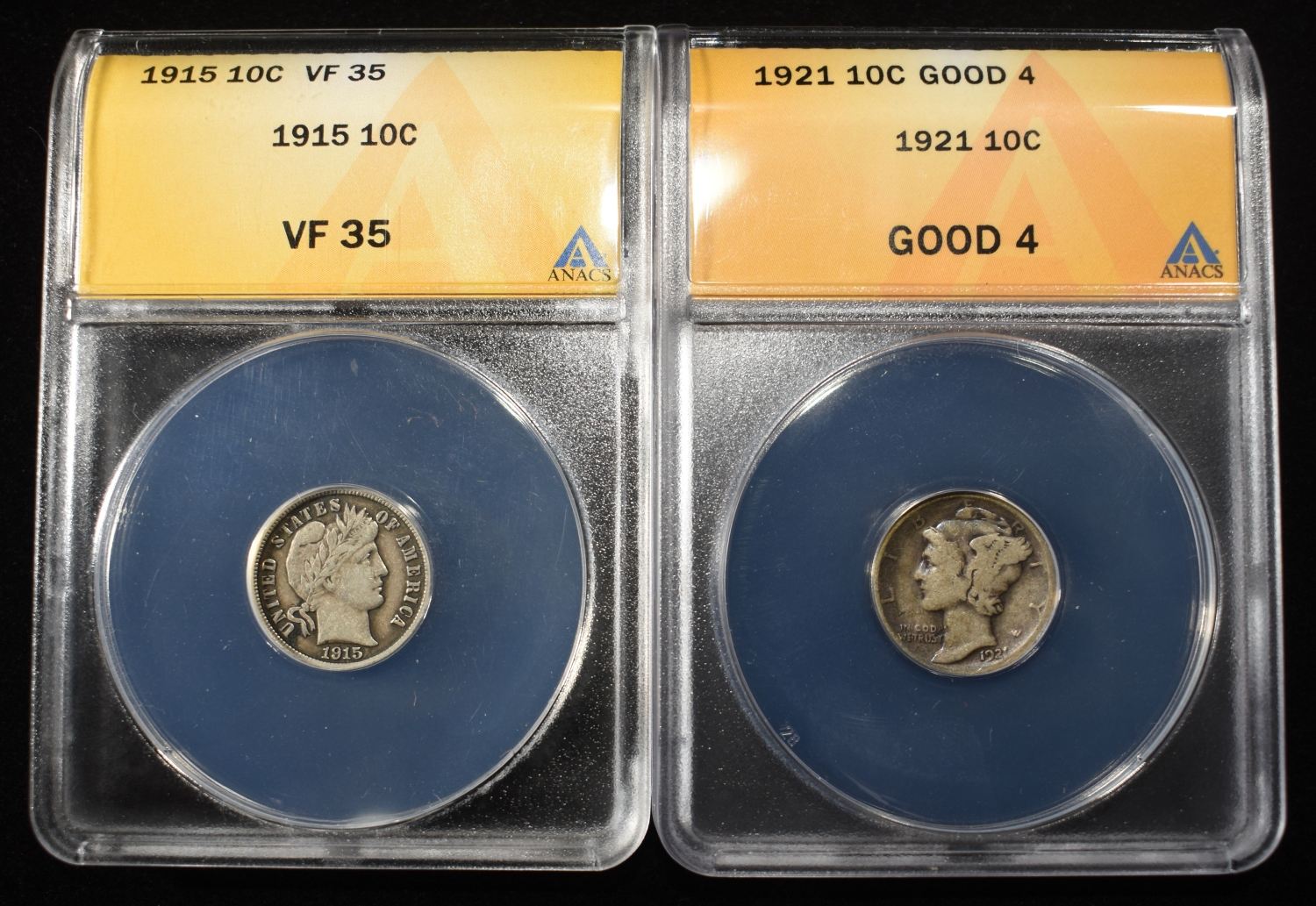 (2) GRADED DIMES