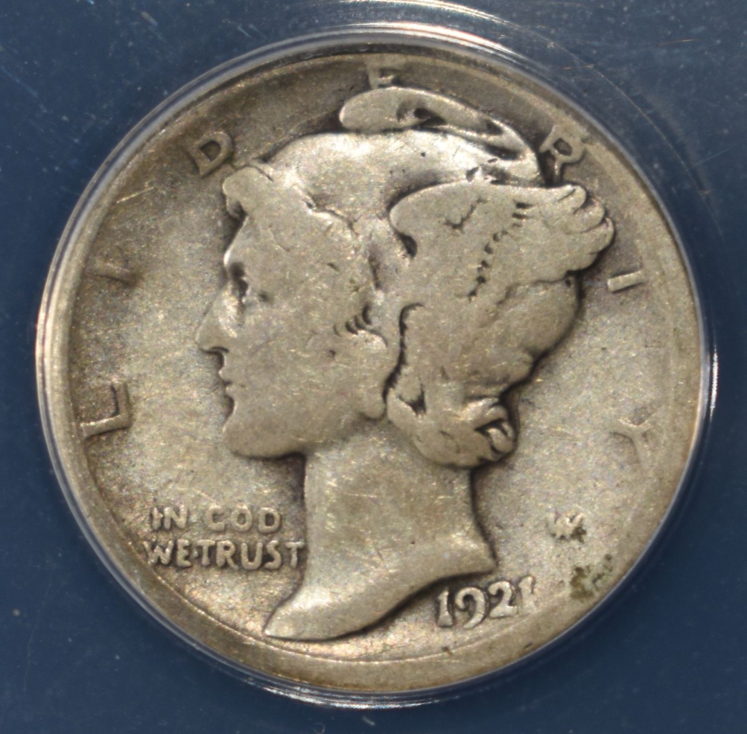 1921-D MERCURY DIME GOOD 4 DETAILS ANACS