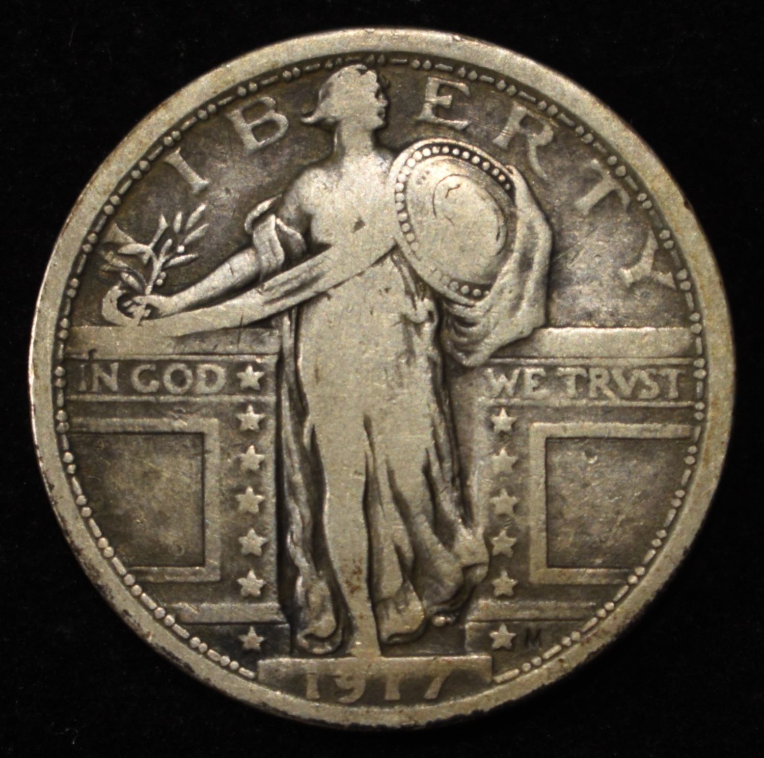 1917 STANDING LIBERTY QUARTER TYPE 1 VG