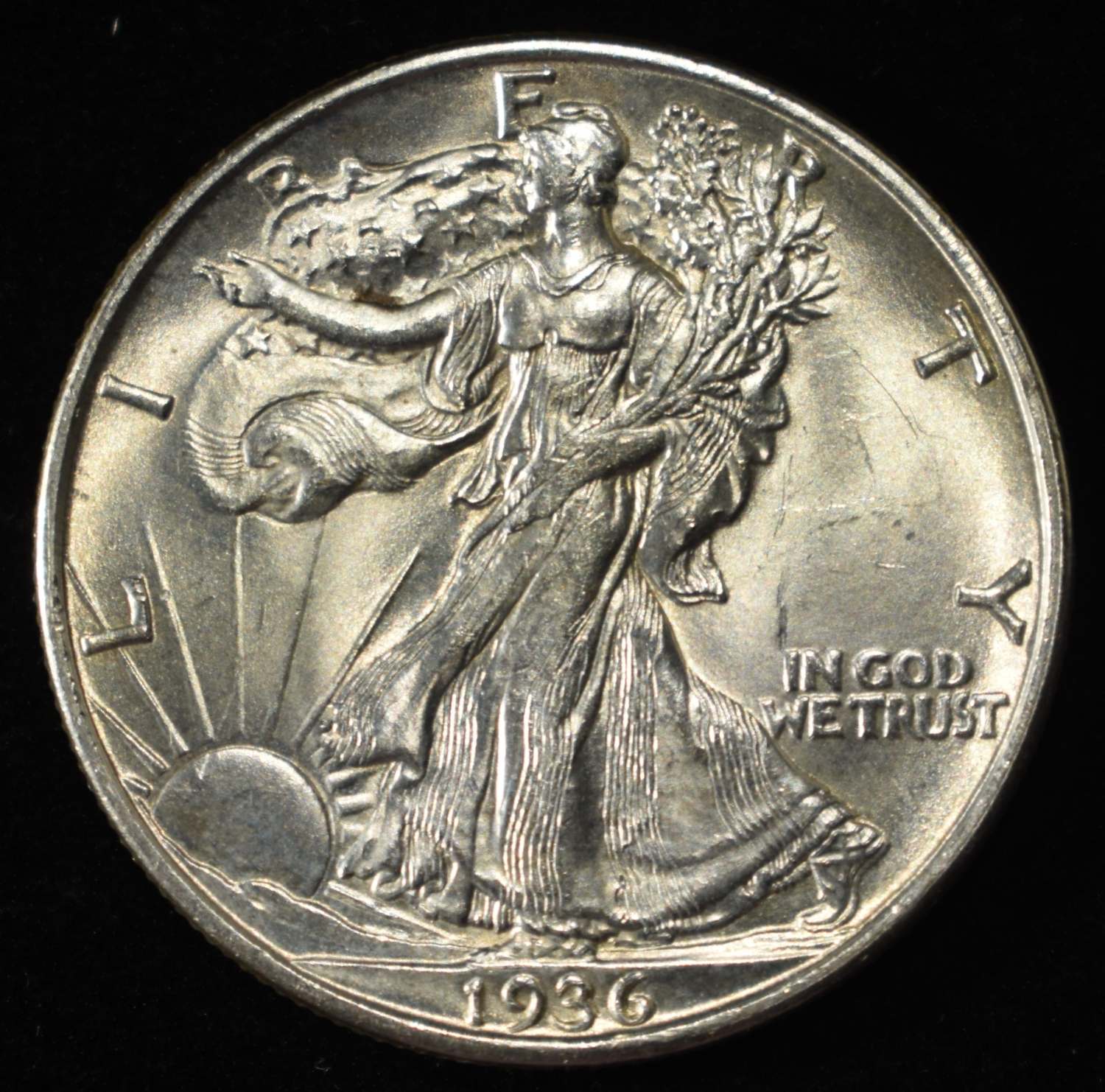 1936-D WALKING LIBERTY HALF DOLLAR CH TO GEM BU