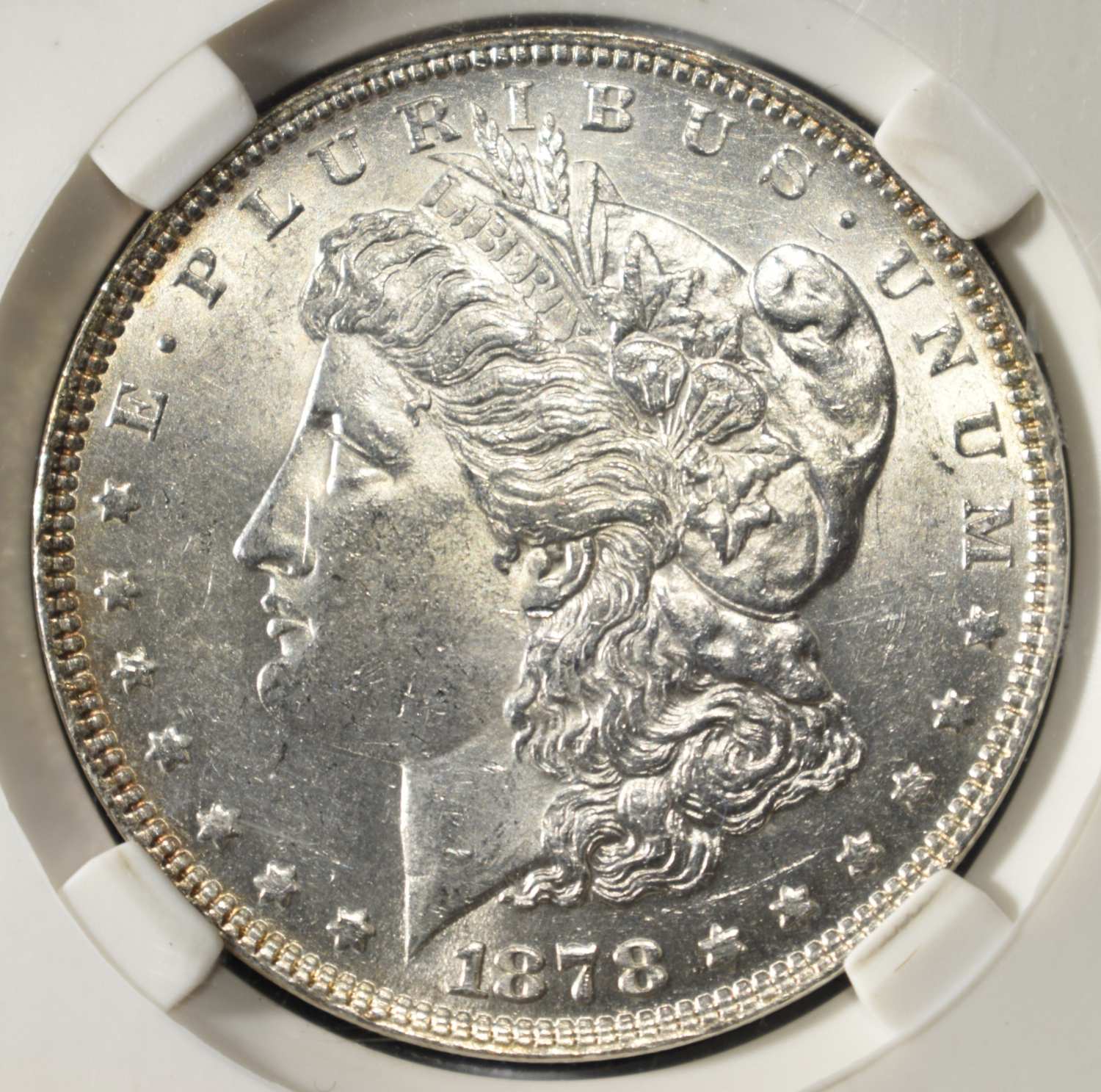 1878 7TF REV 79 MORGAN DOLLAR PGA CH/GEM BU