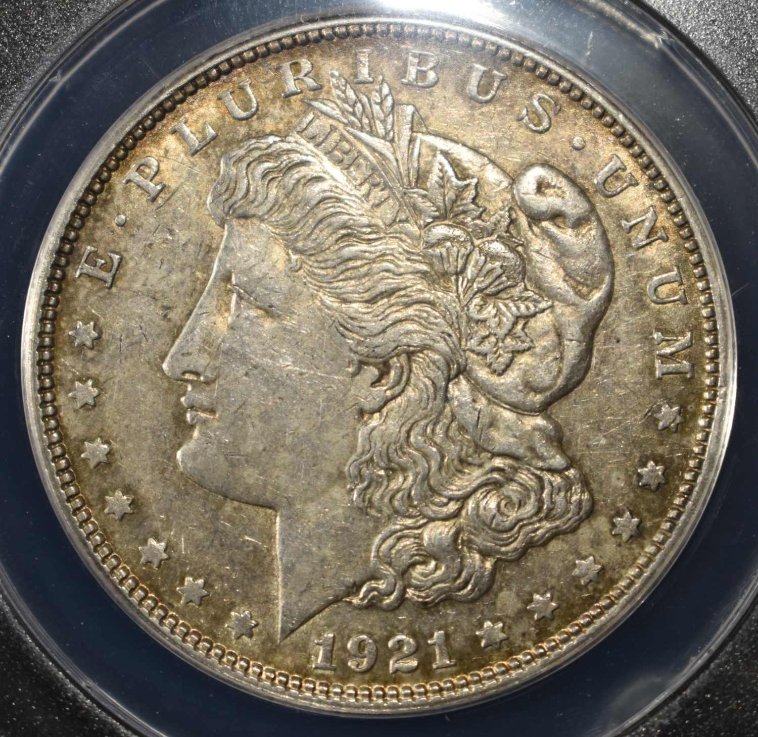 1921-S MORGAN DOLLAR AU 55 DETAILS CLEANED ANACS