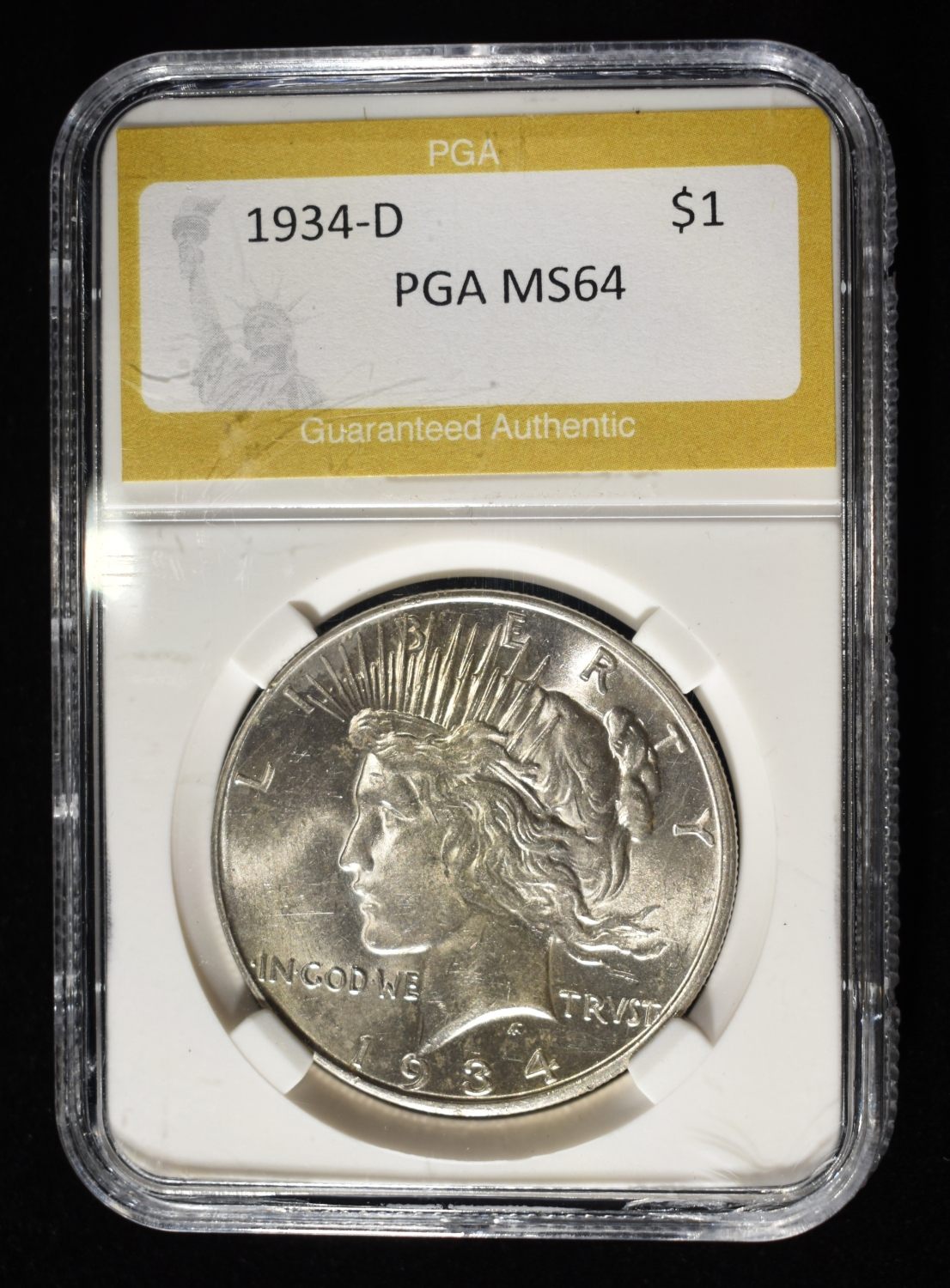 1934-D PEACE DOLLAR PGA CH/GEM BU