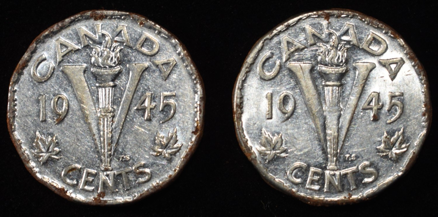 1945 ROLL STEEL CANADIAN NICKELS