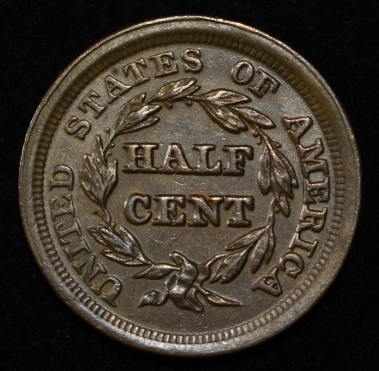 1853 BRAIDED HAIR HALF CENT CH ORIG UNC