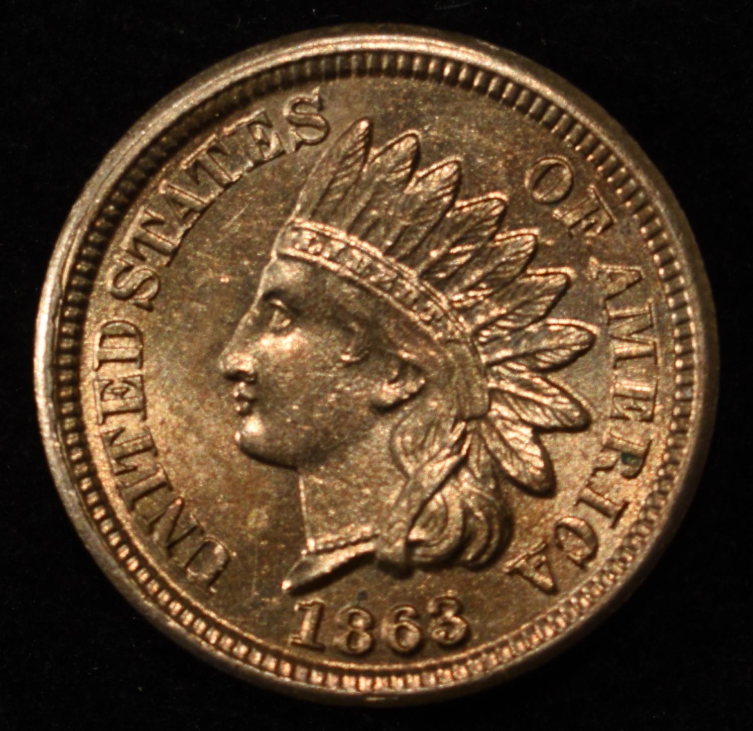 1863 INDIAN CENT CH/GEM BU