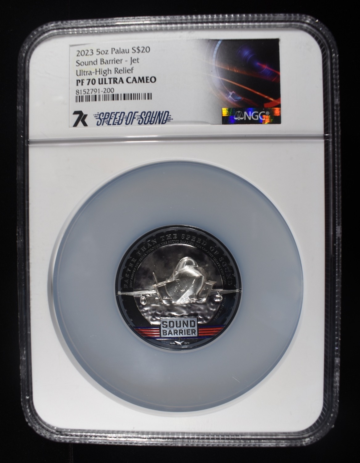 2023 5 OZ $20 PALAU SOUND BARRIER-JET NGC PF70UCAM