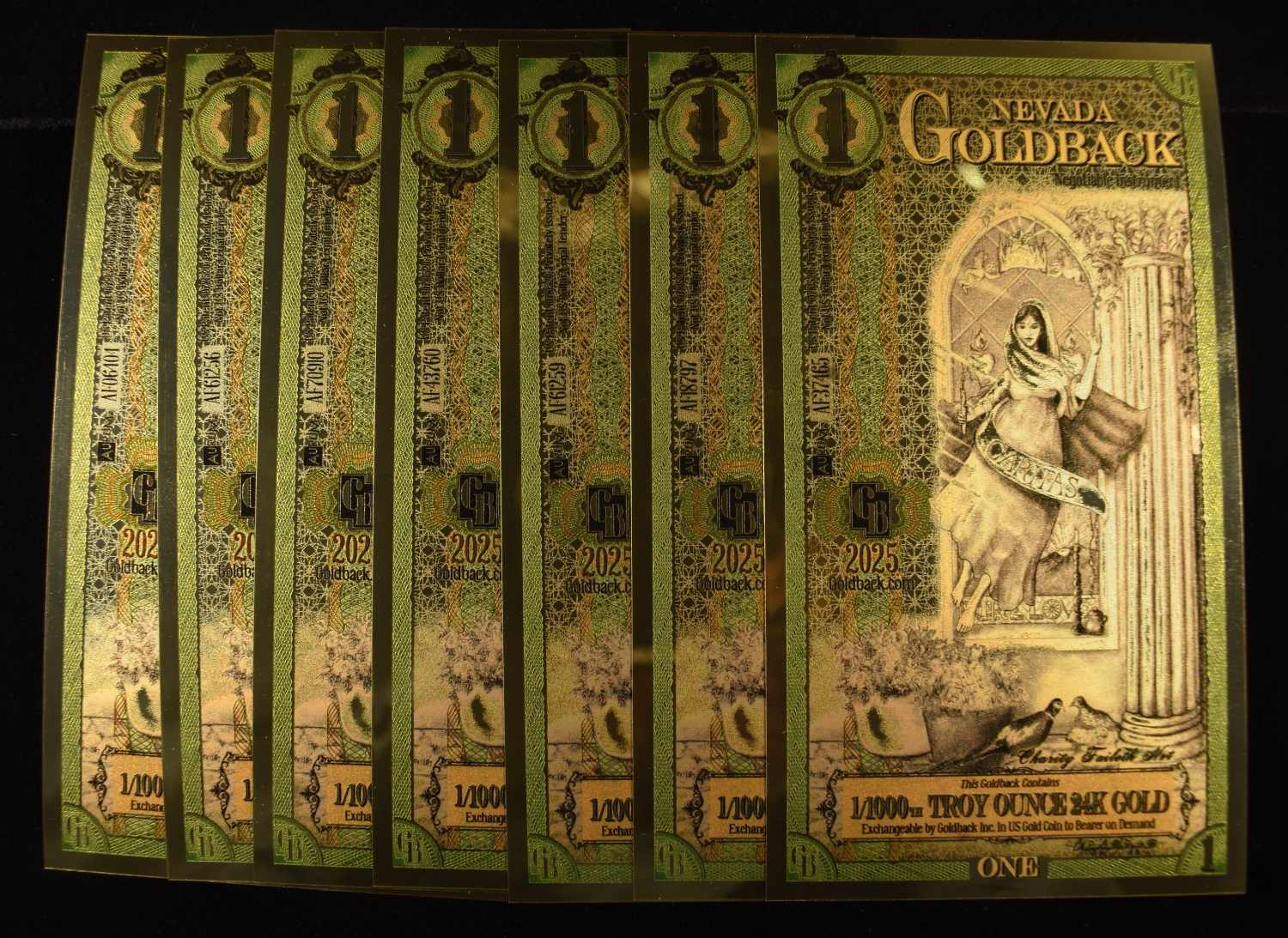 (7) $1 GOLDBACKS 1/1000TH TROY OZ 24K GOLD