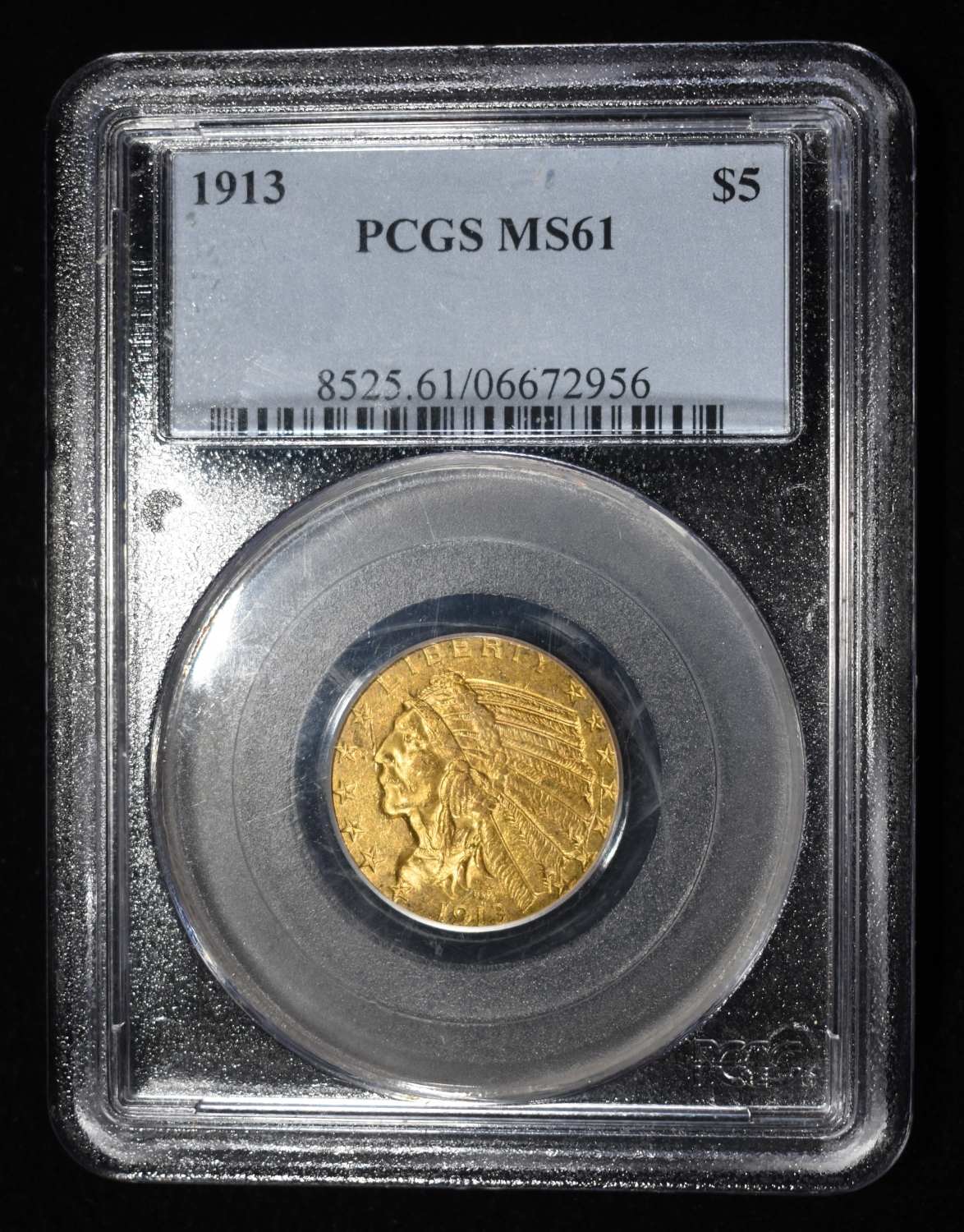 1913 $5 GOLD INDIAN PCGS MS-61