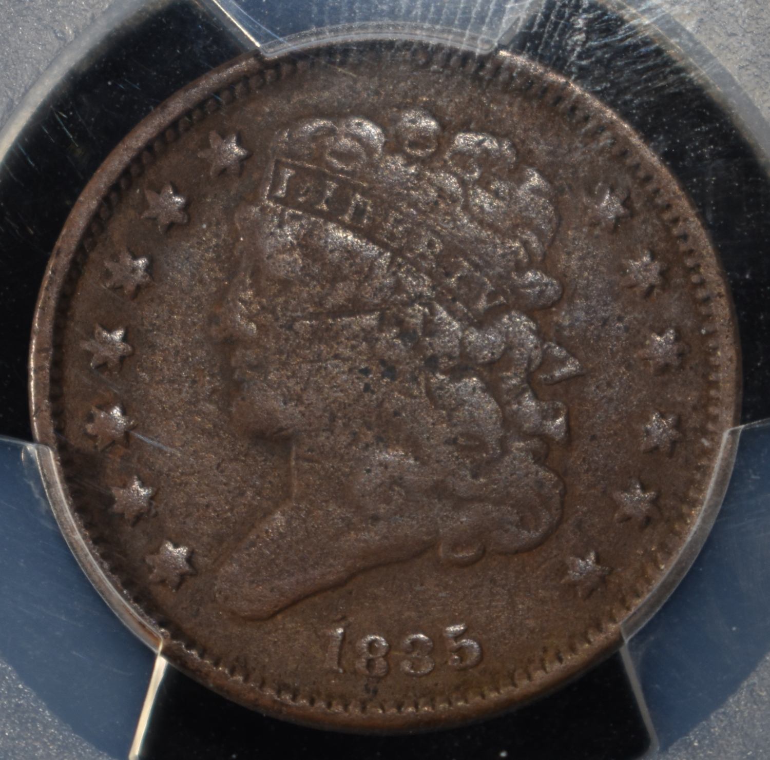 1835 CLASSIC HEAD HALF CENT PCGS GENUINE