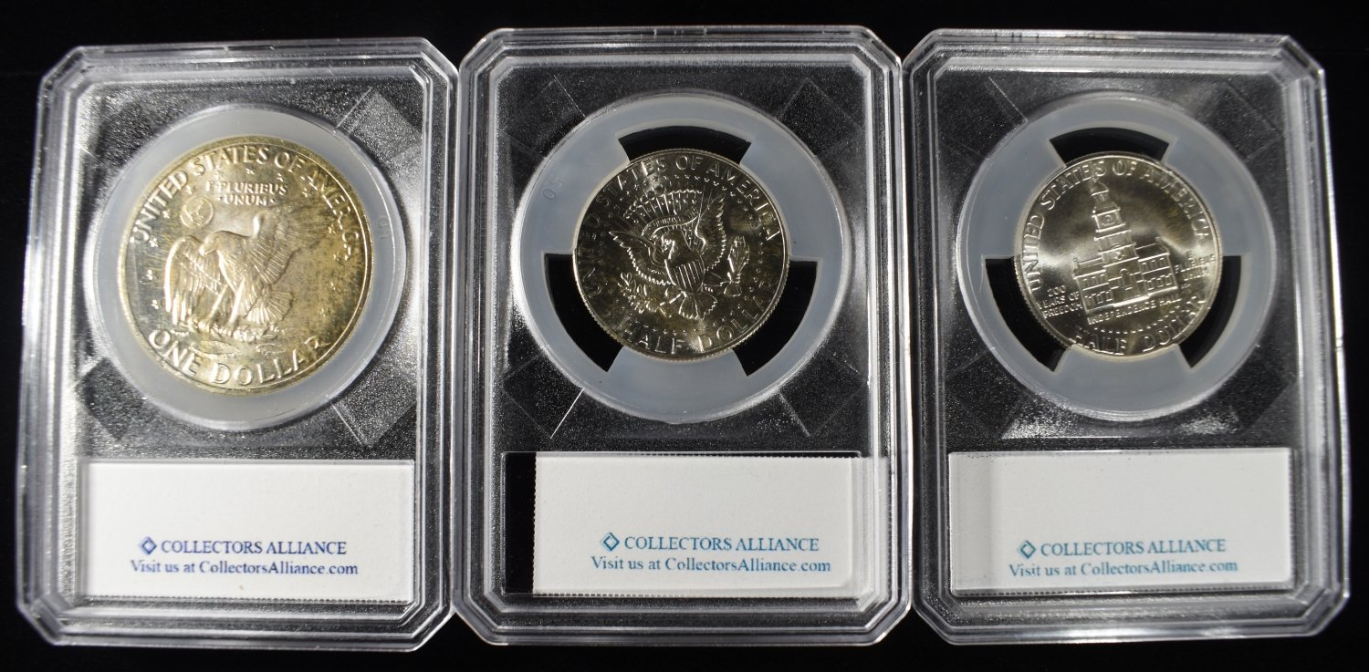 1971-S IKE $, 1970-D & 76-S KENNEDY 50C 40% SILVER