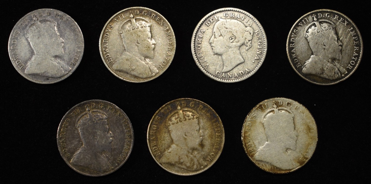 (7) 92.5% SILVER CANADIAN 10 CENTS